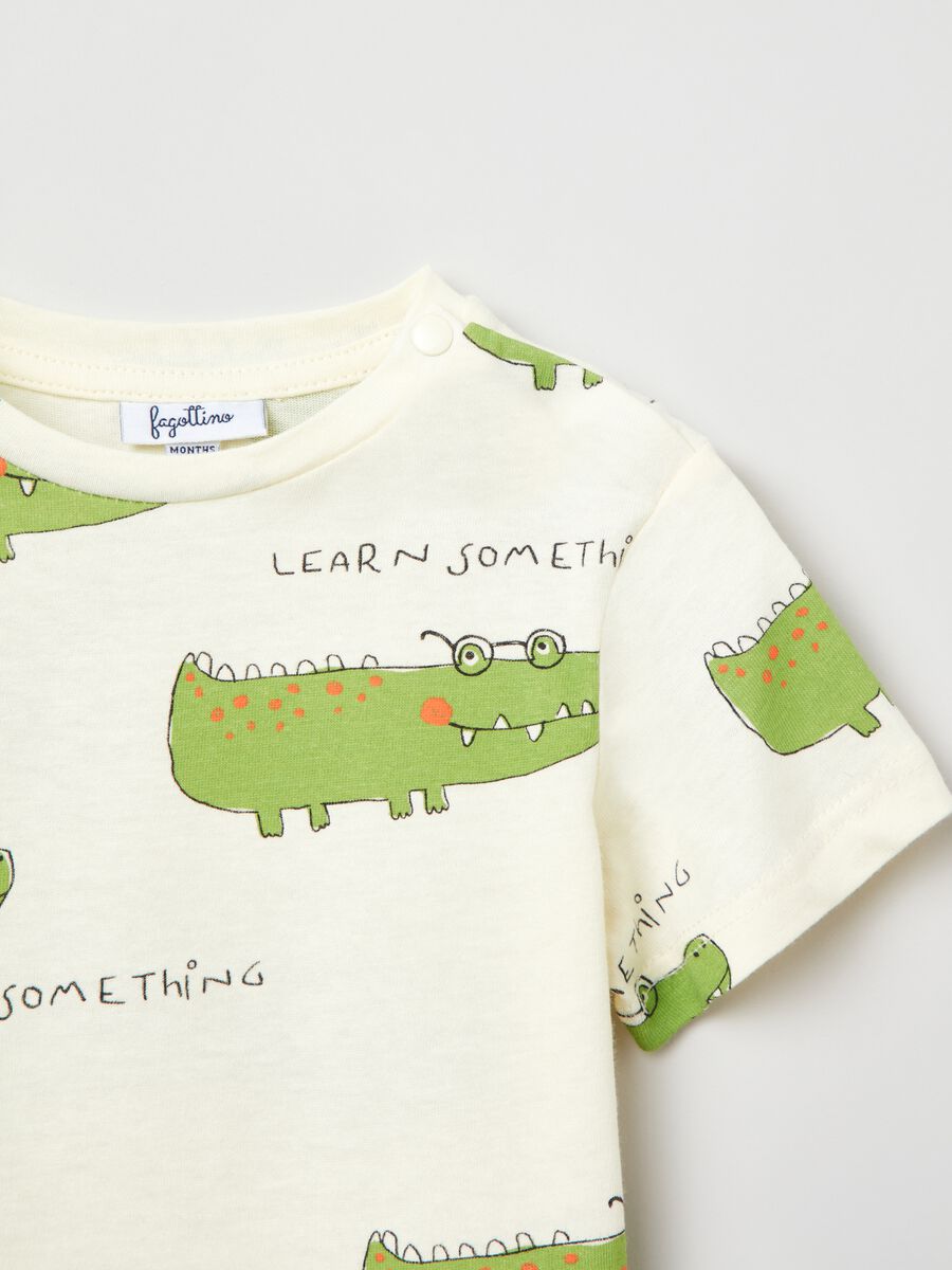 Cotton T-shirt with crocodile print_2