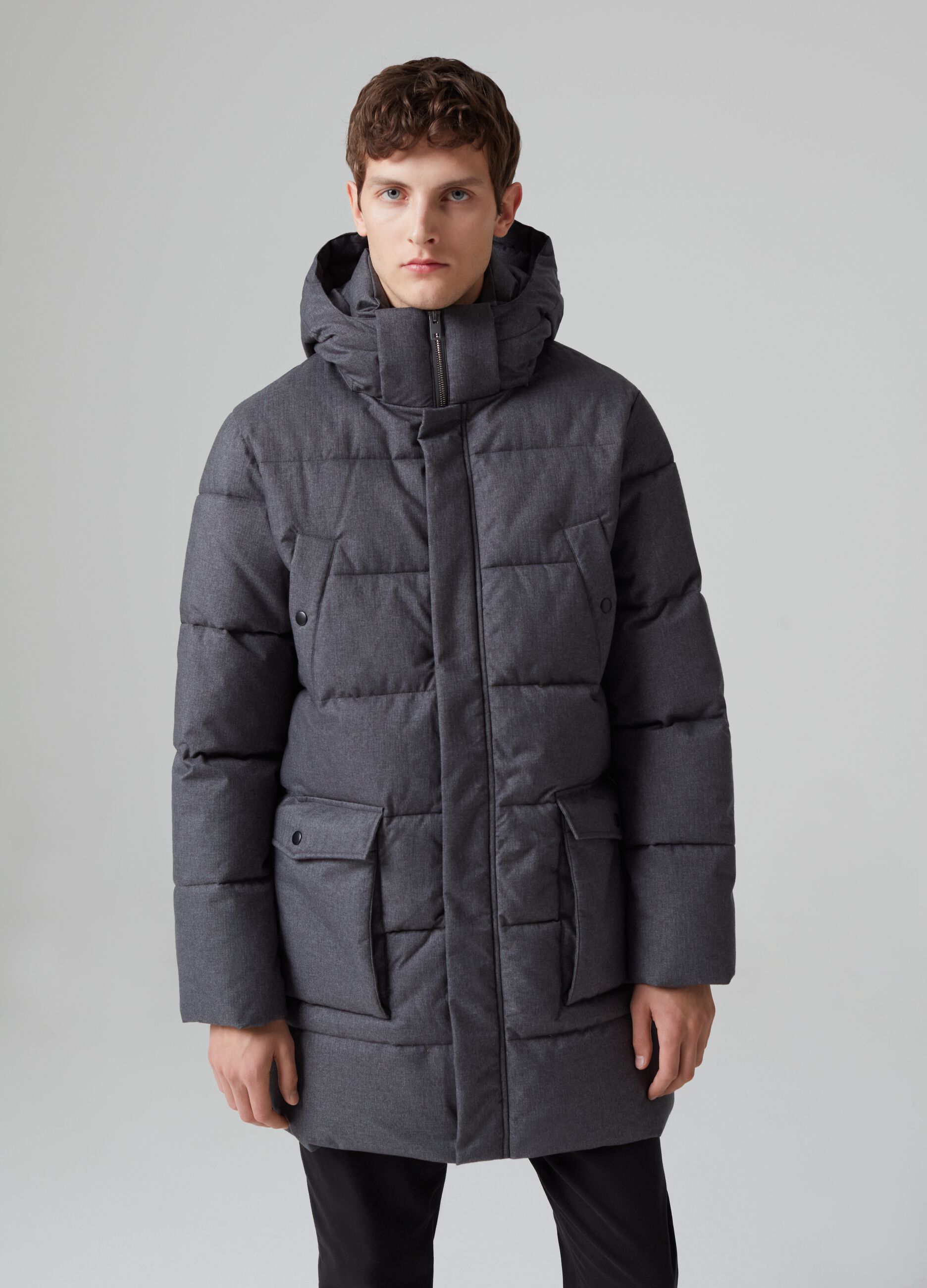 Quilted down jacket with hood