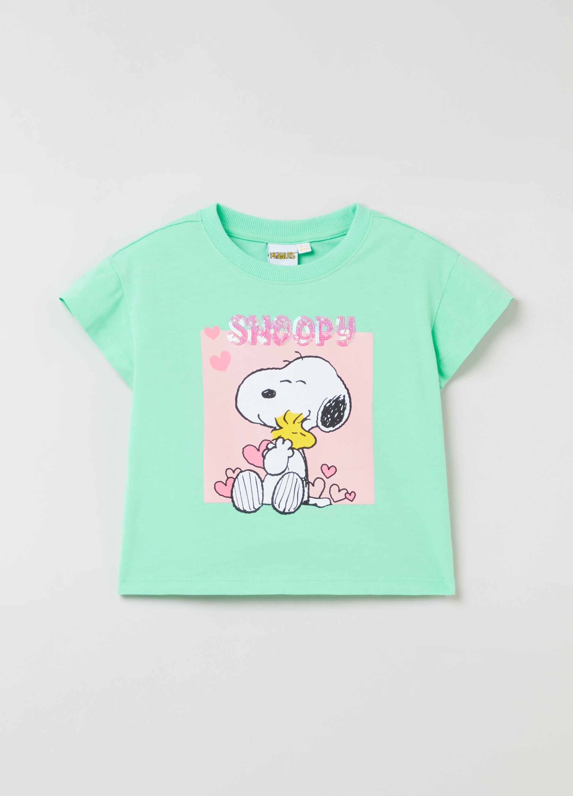 T-shirt with sequins and Peanuts print
