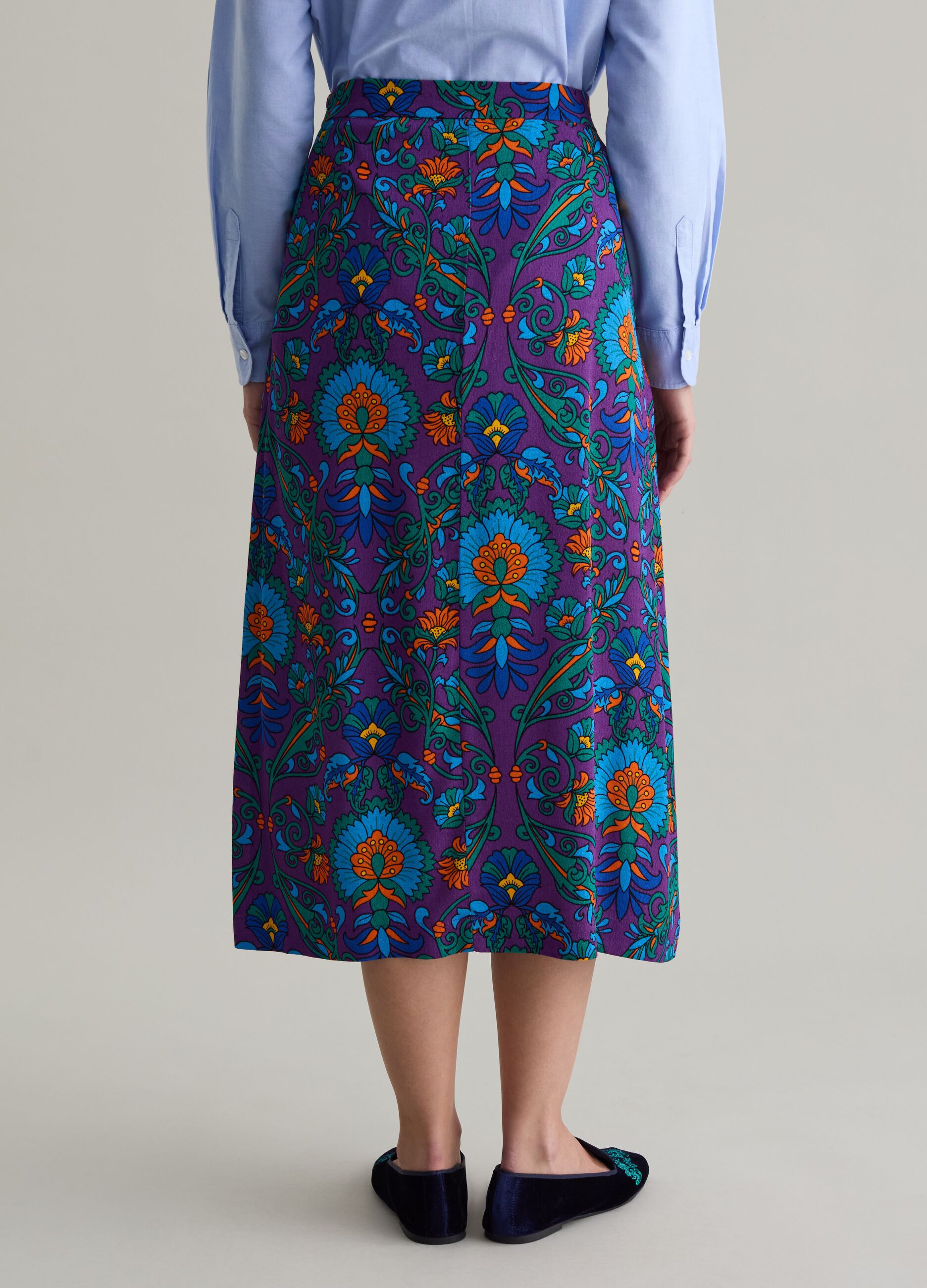 Midi skirt in viscose with print