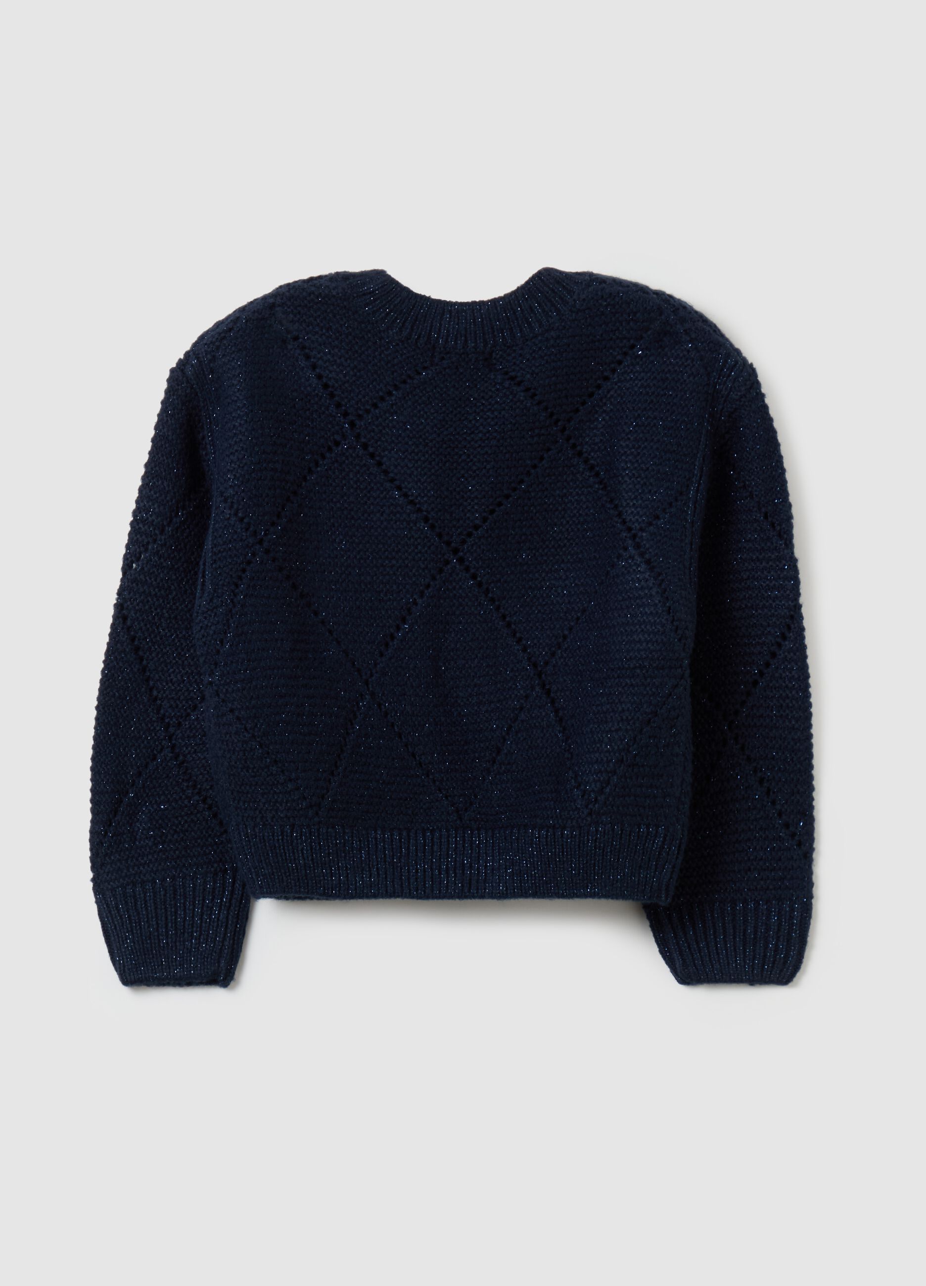 Diamond-knit pullover with lurex