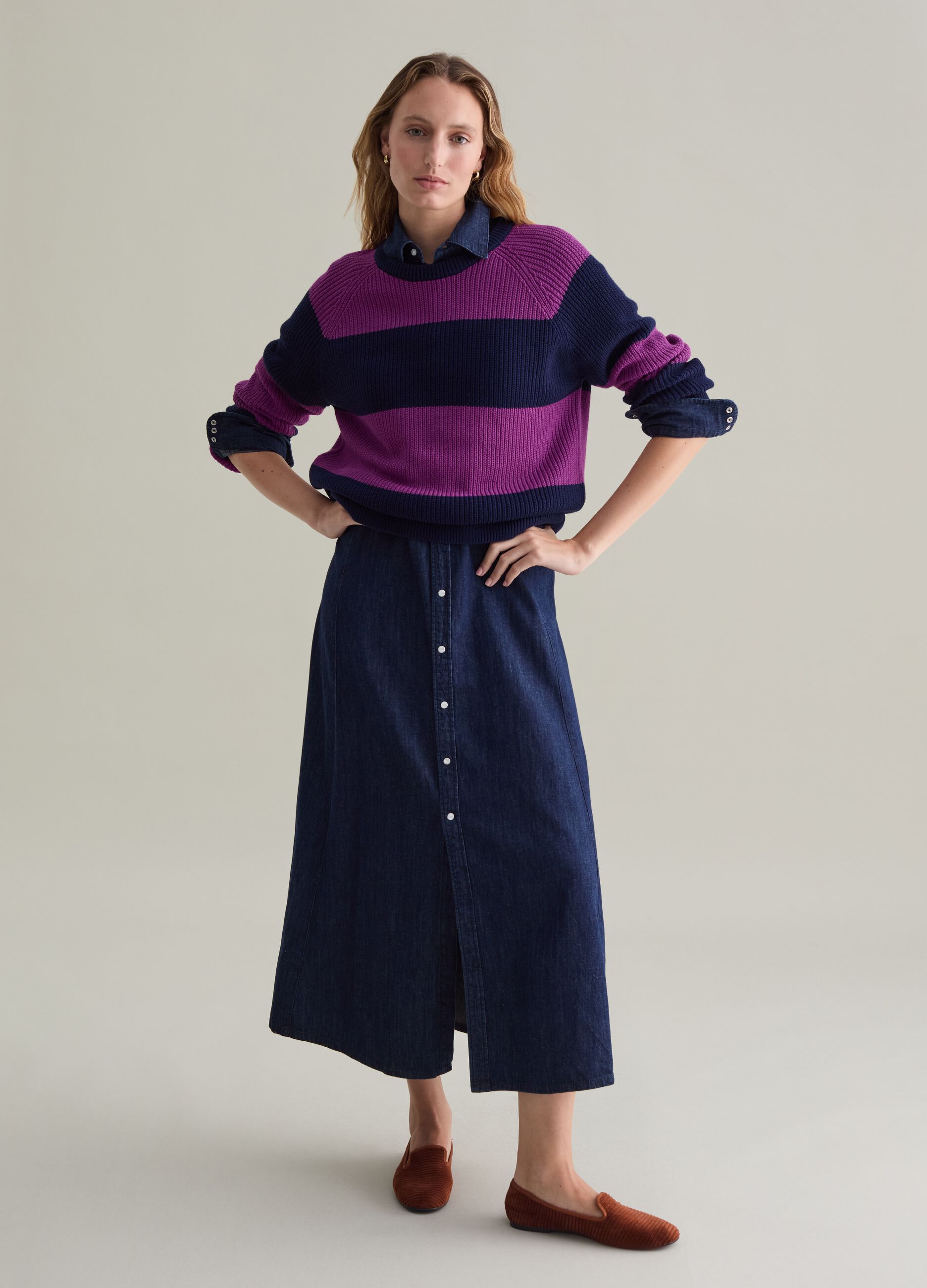 Striped pullover with raglan sleeves