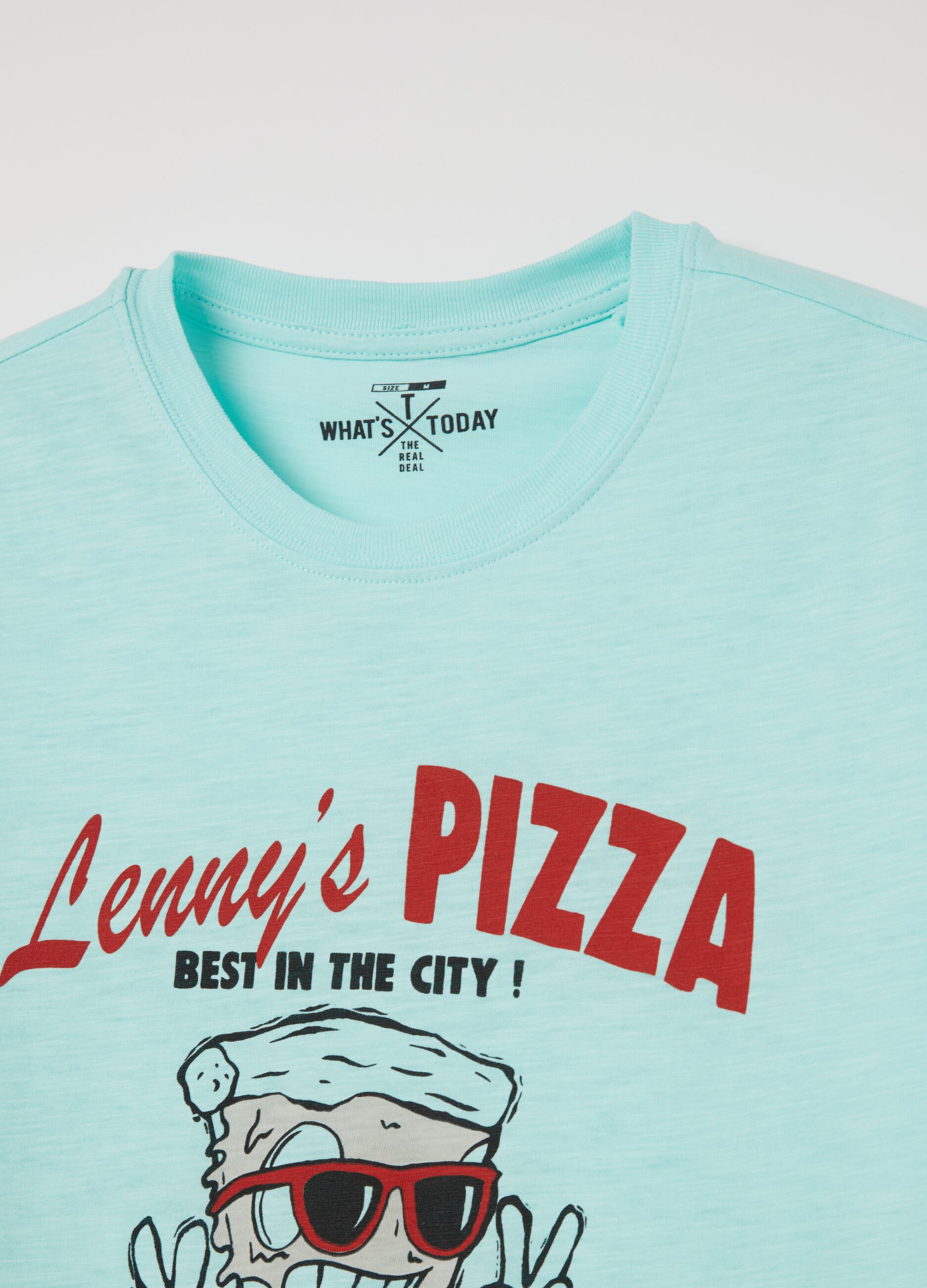 Slub jersey T-shirt with pizza print