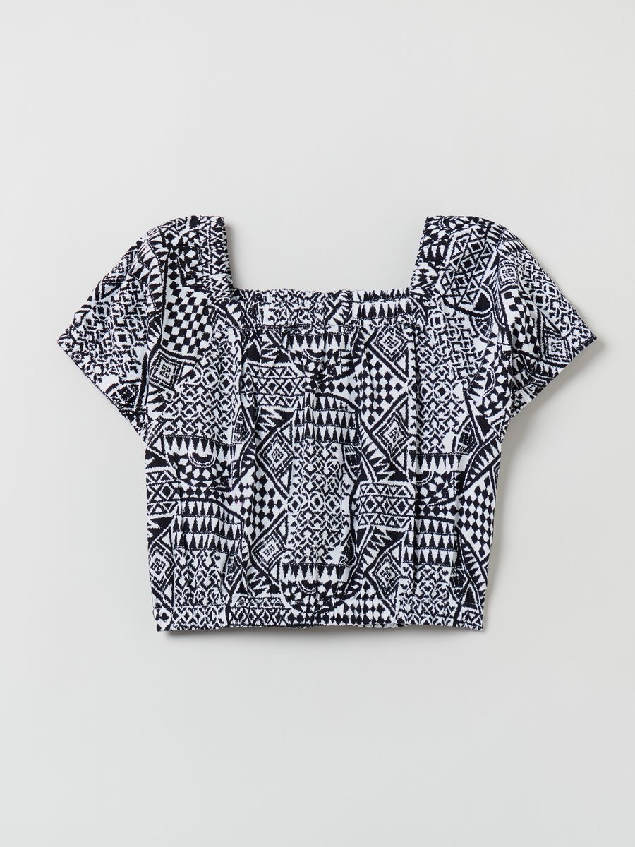 Cotton blouse with all-over print_0