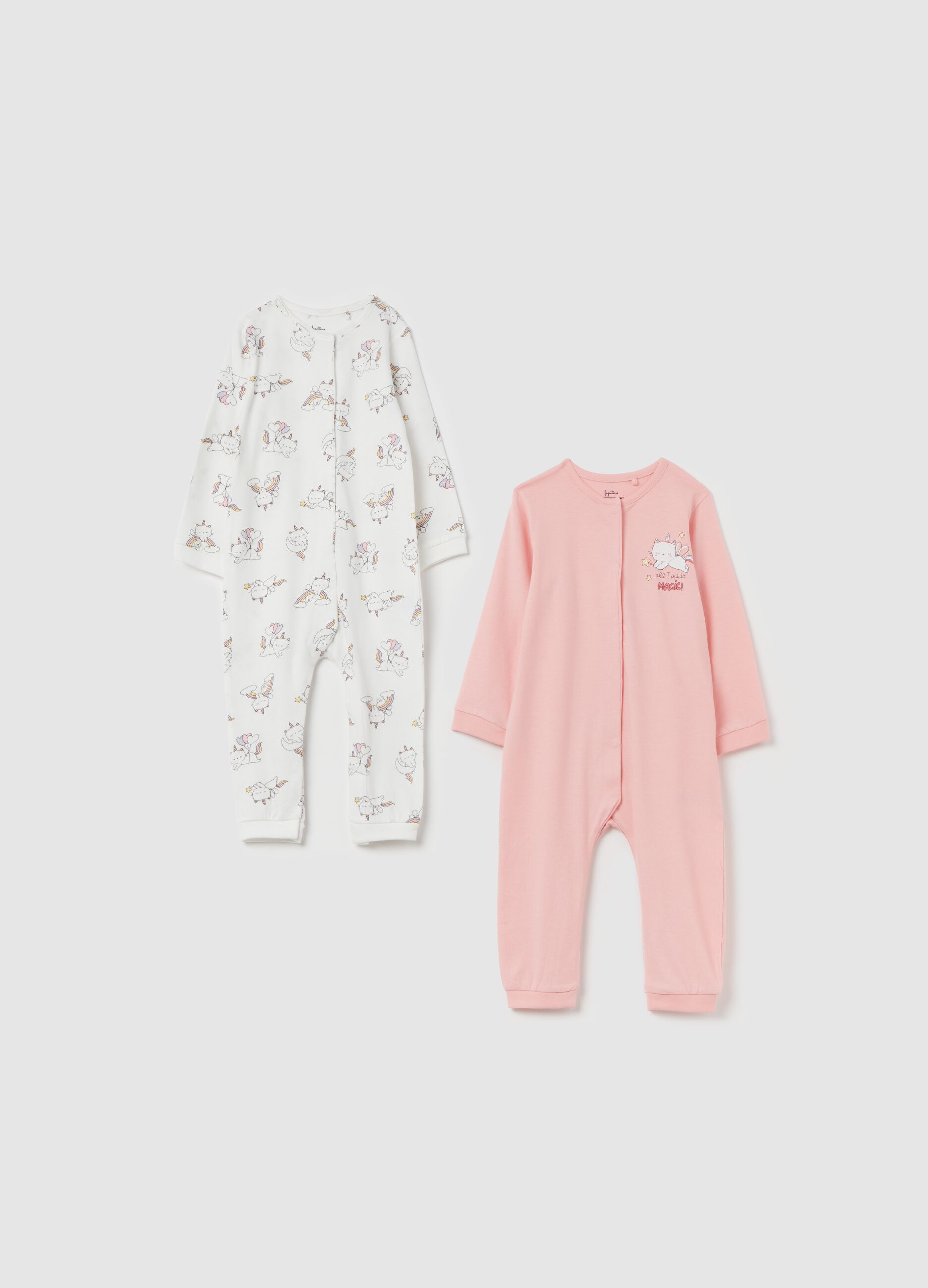 Two-pack onesies in organic cotton with print