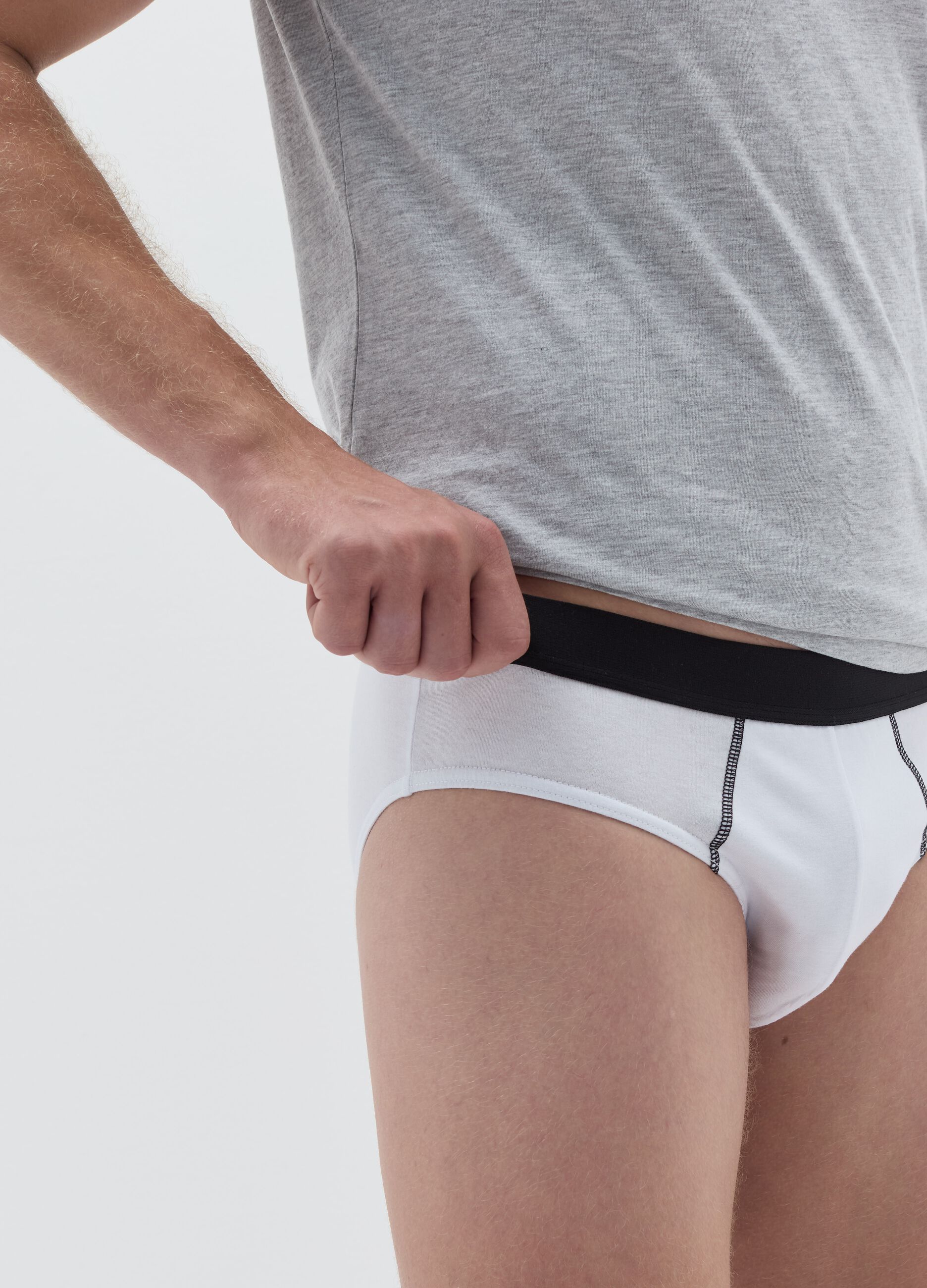 Five-pack briefs in organic cotton with external elastic