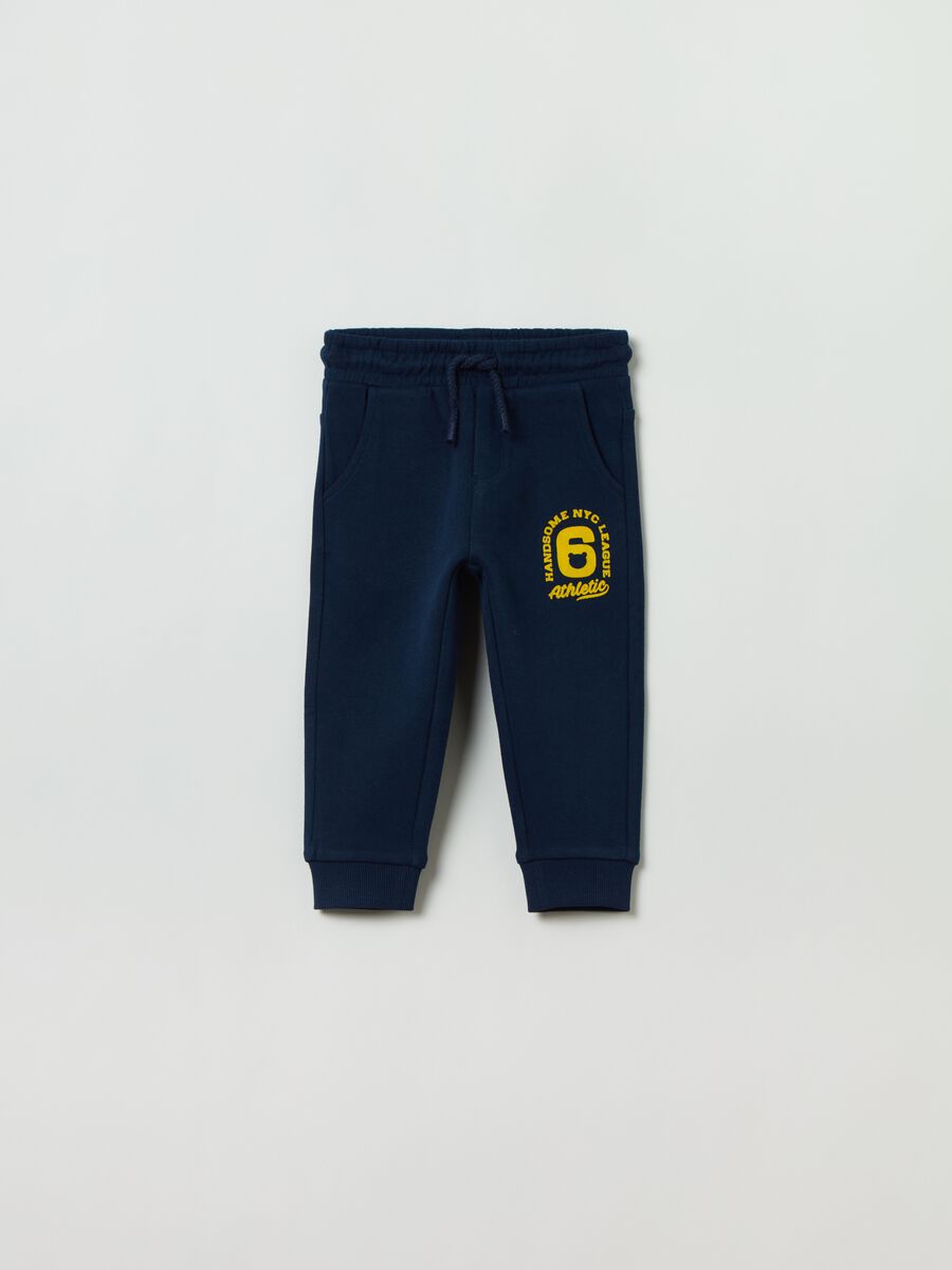 Fleece joggers with drawstring and print_0