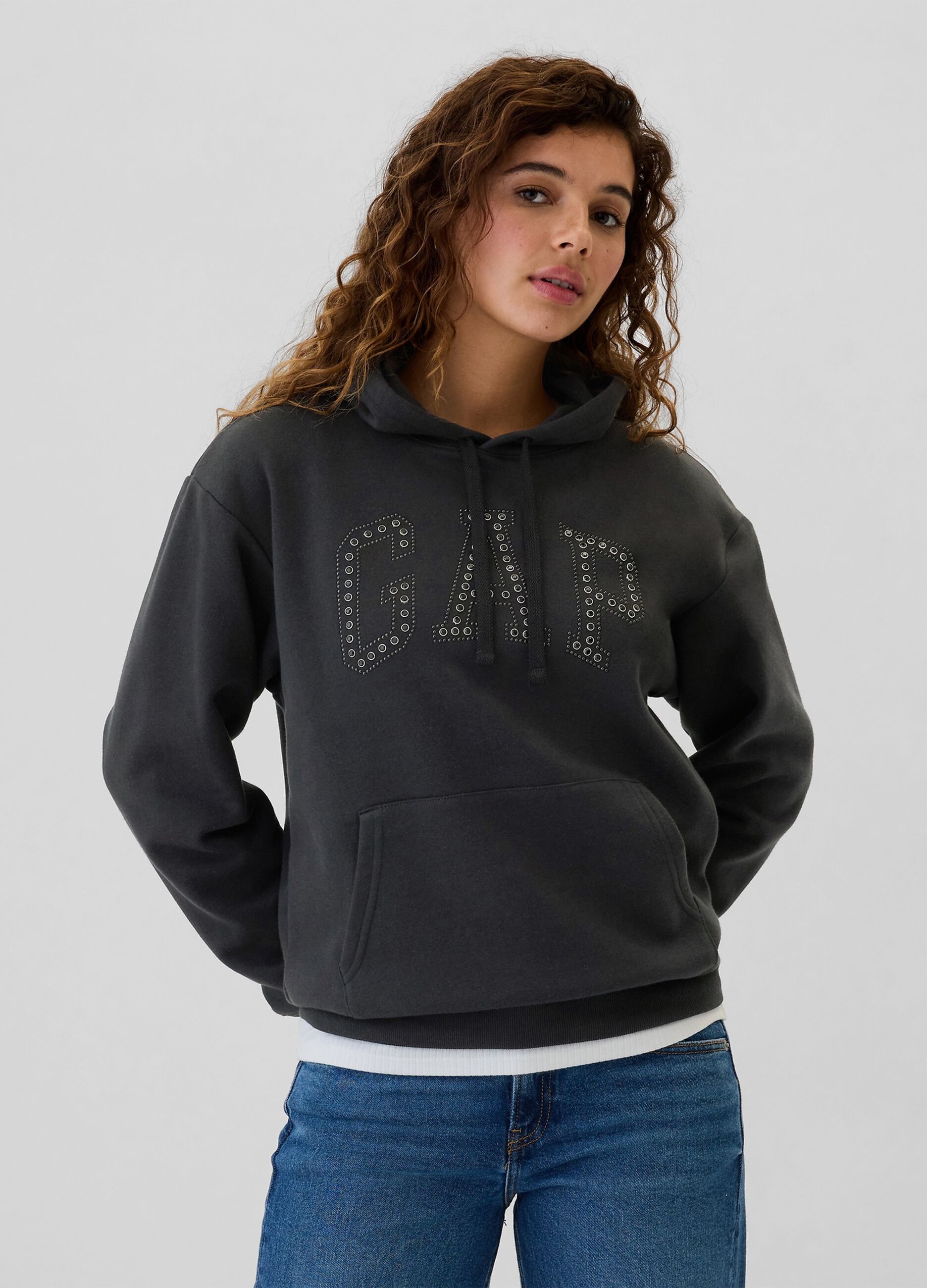 Sweatshirt with logo and studs