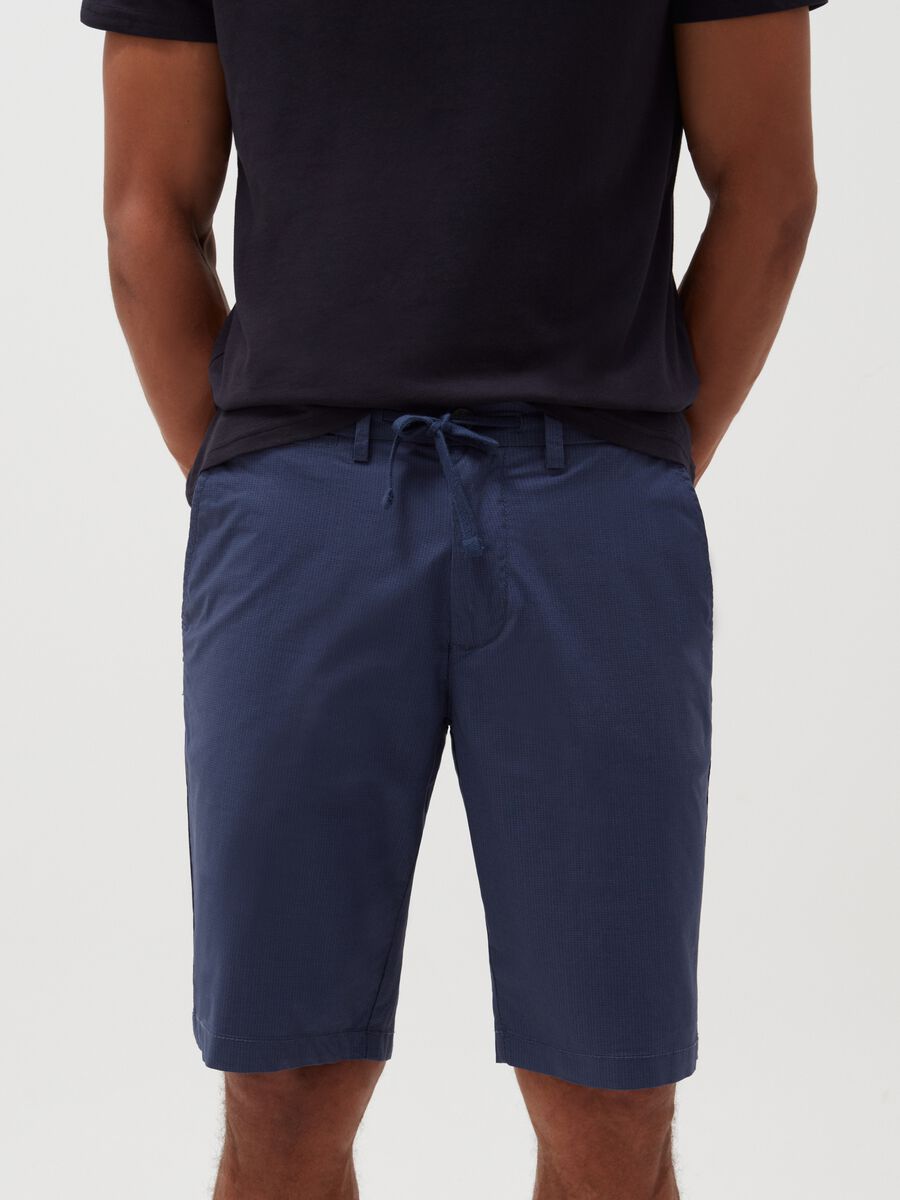 Chino Bermuda shorts in poplin with drawstring_1