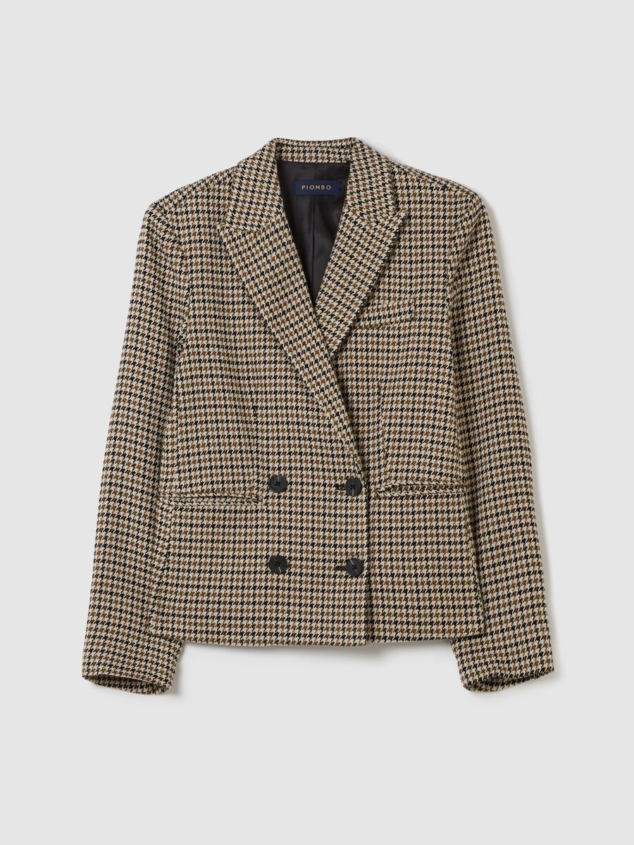 Double-breasted houndstooth blazer_0