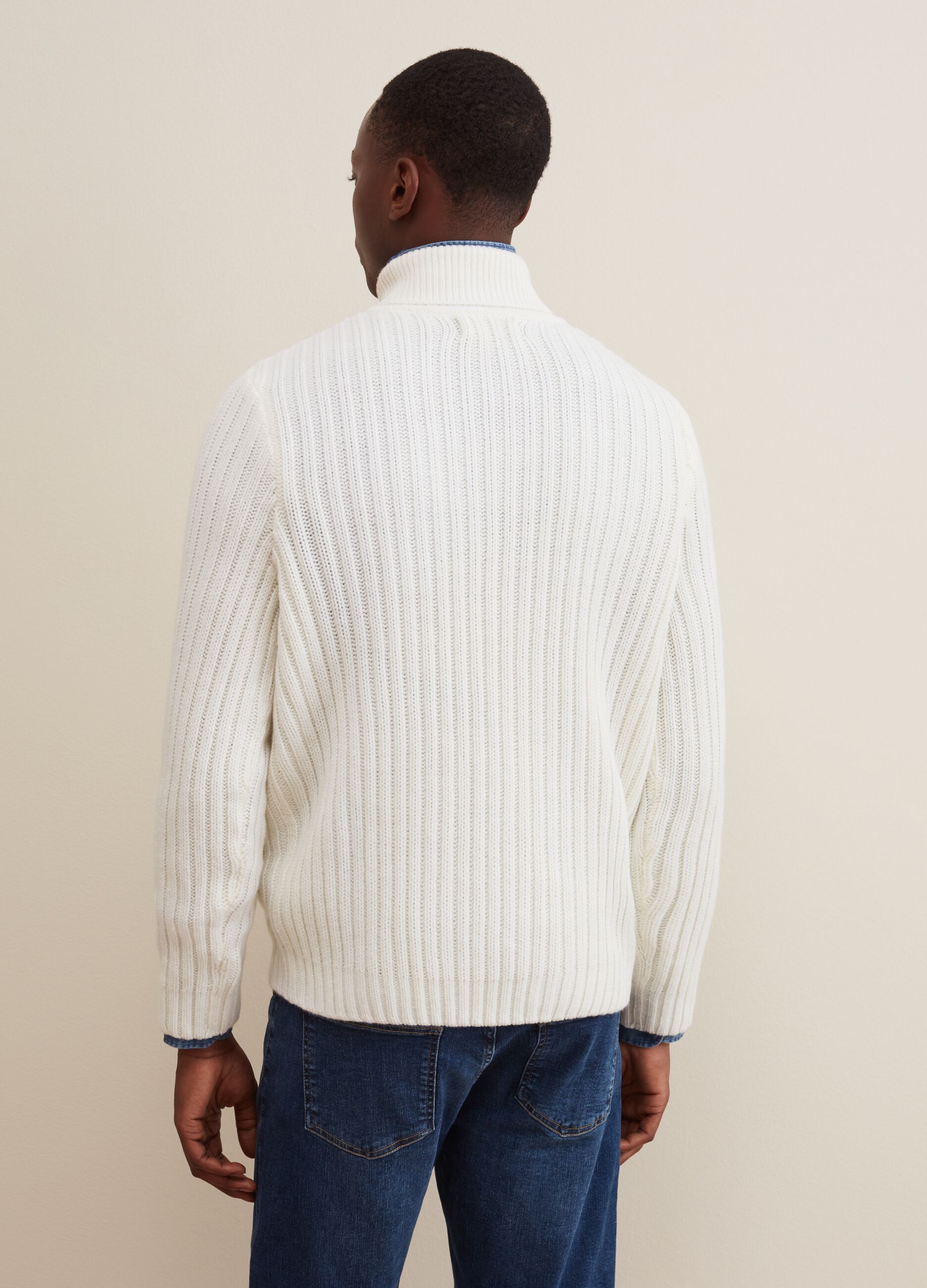 Ribbed pullover with high neck