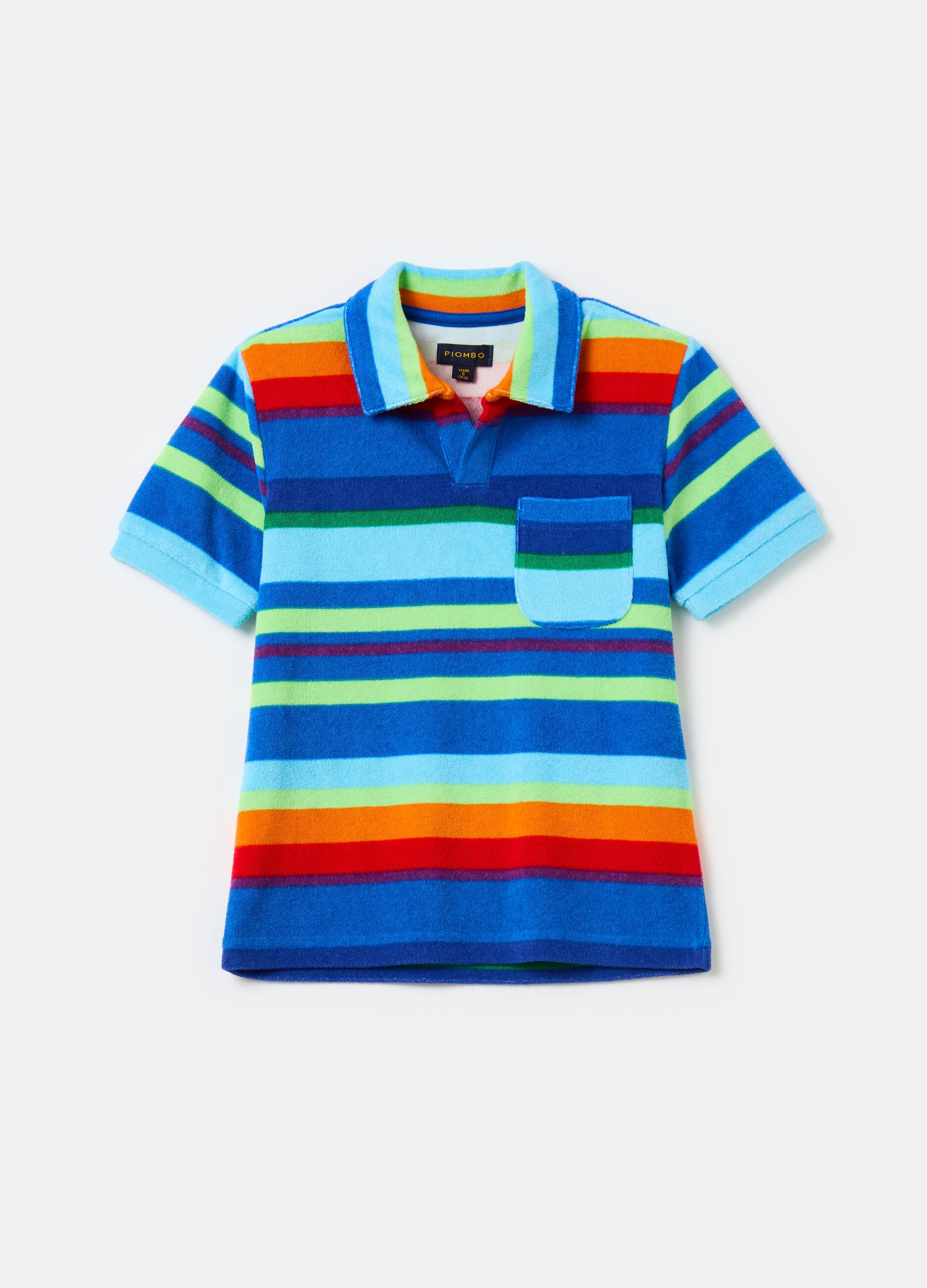 Striped polo shirt in cotton terry