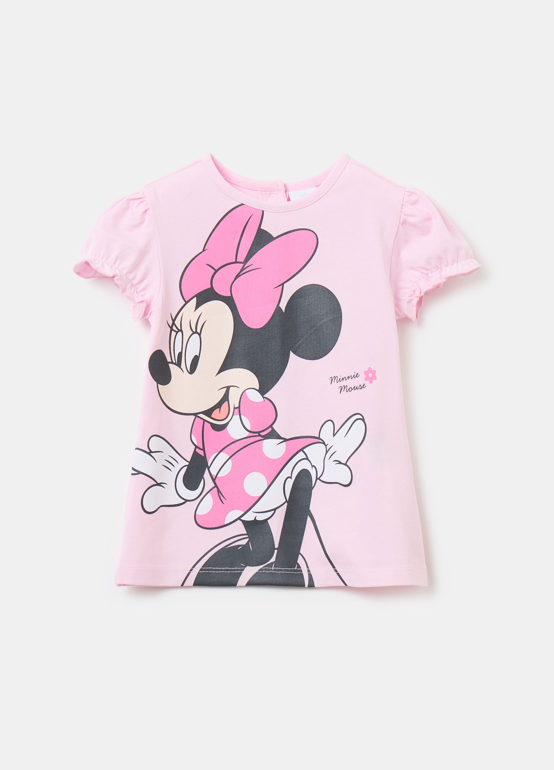 Stretch cotton T-shirt with Minnie Mouse print