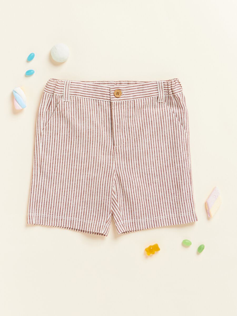 IANA yarn-dyed striped shorts in linen blend_0