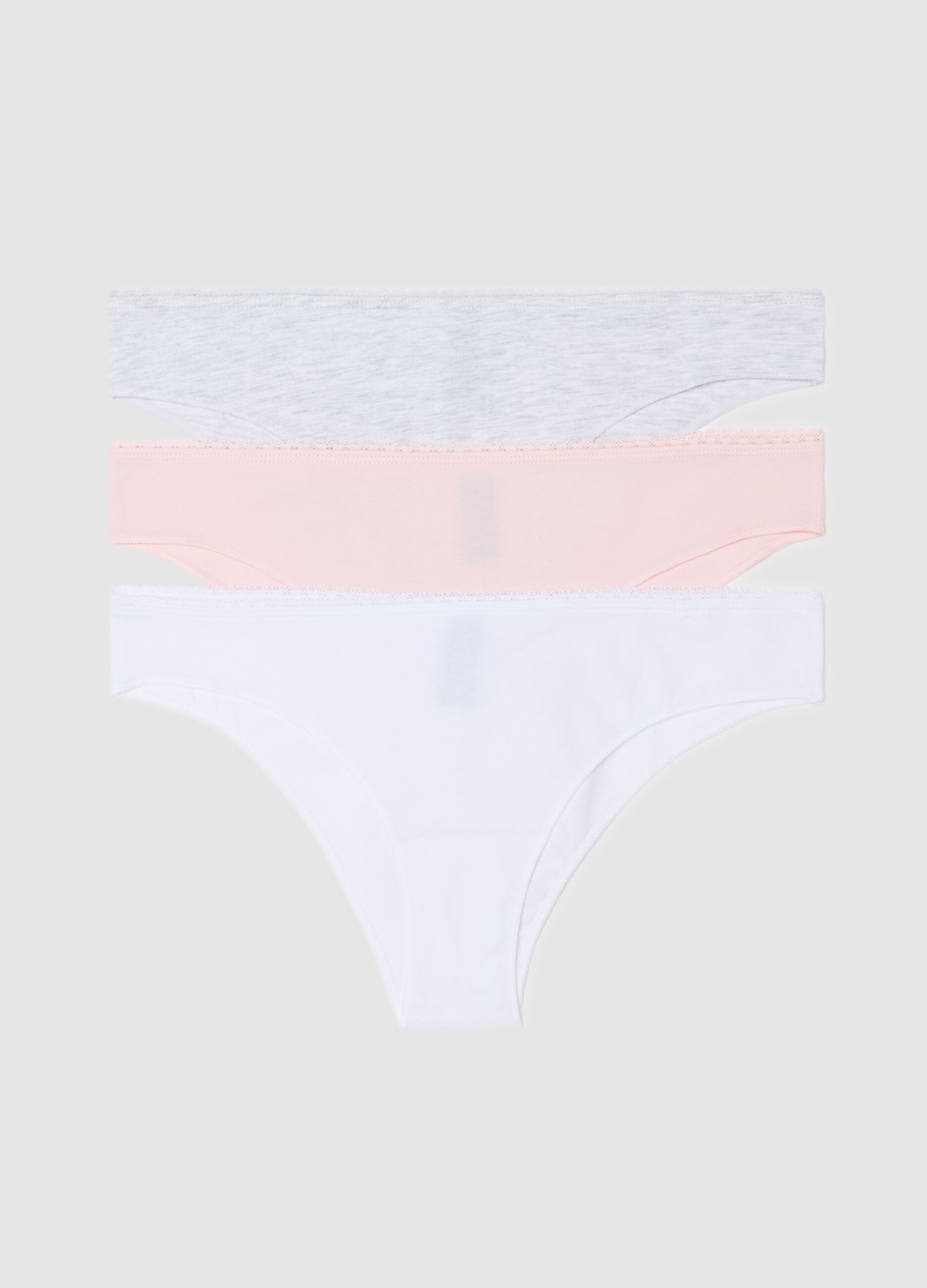 Three-pack Brazilian-cut briefs with lace