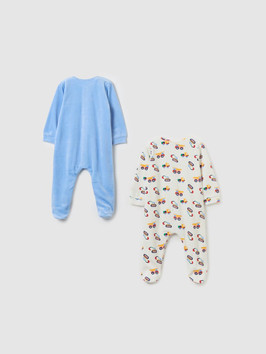 Two-pack velour onesies with feet_1