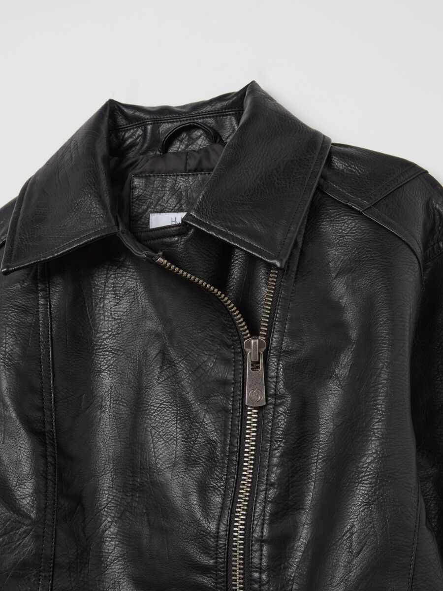 Textured-effect biker jacket_5