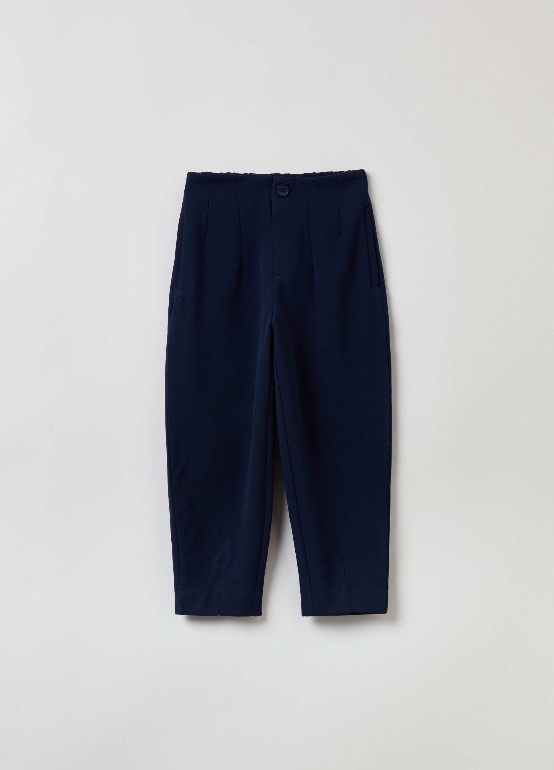 Solid colour carrot-fit trousers