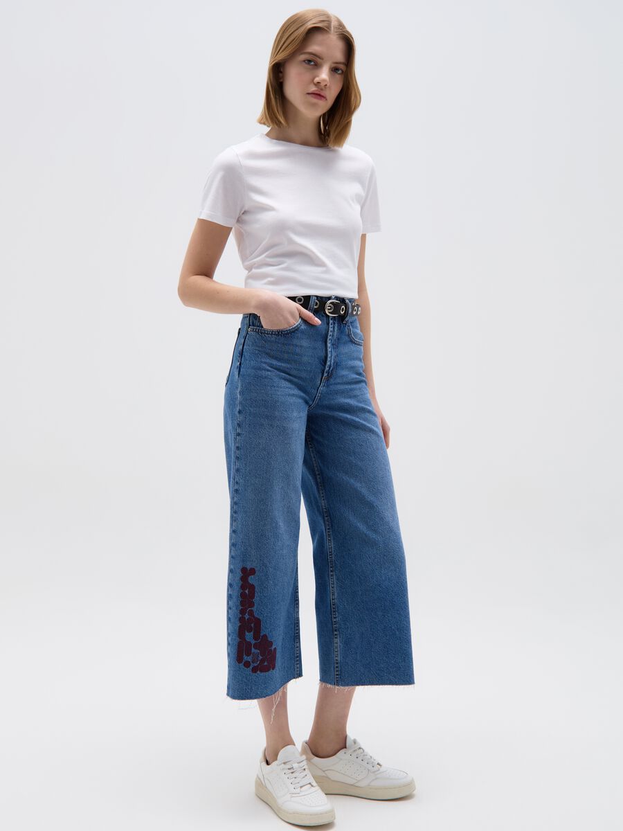 Wide-leg crop jeans with RE-UP print_0