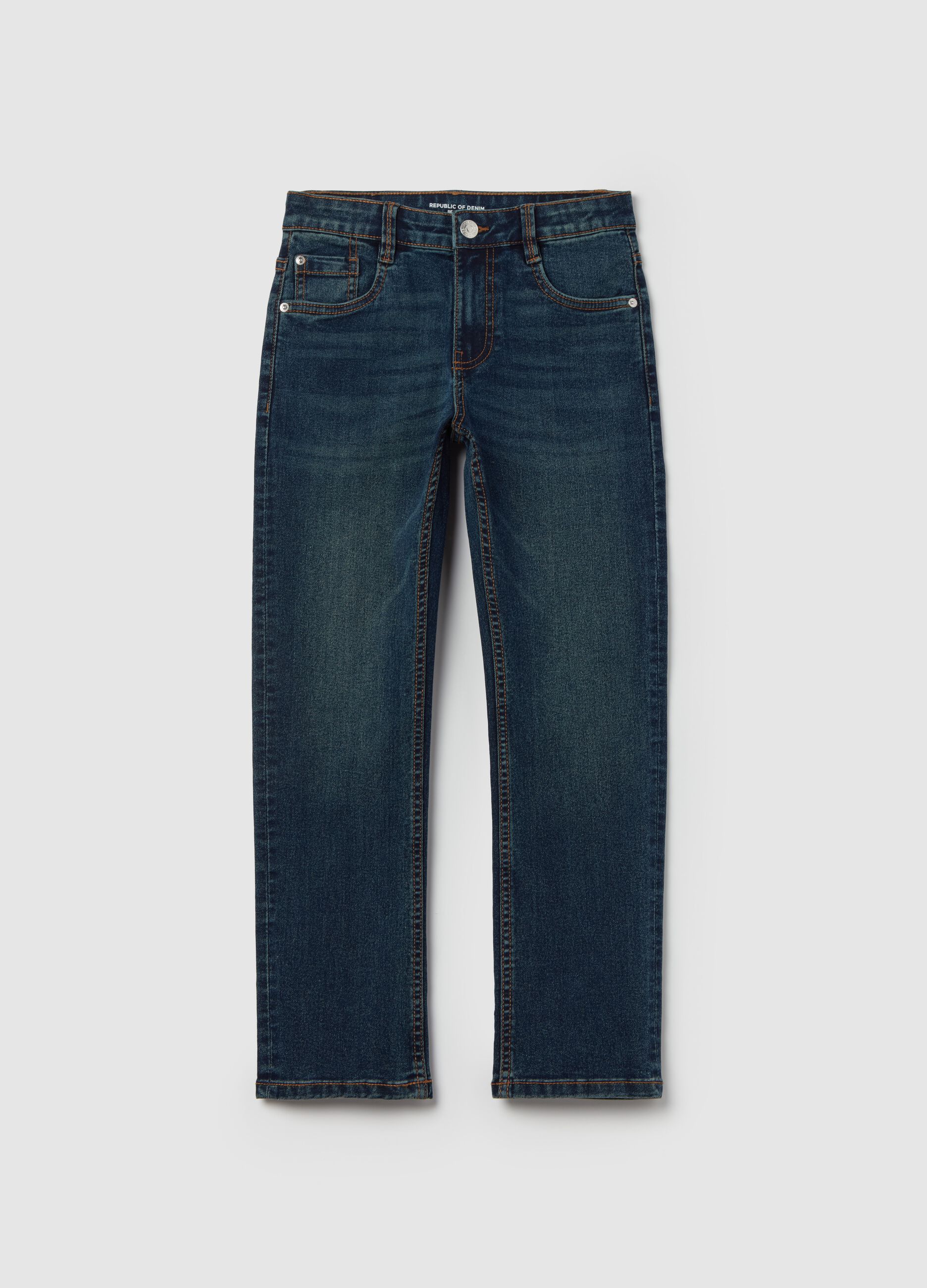 Regular-fit acid-wash jeans with five pockets