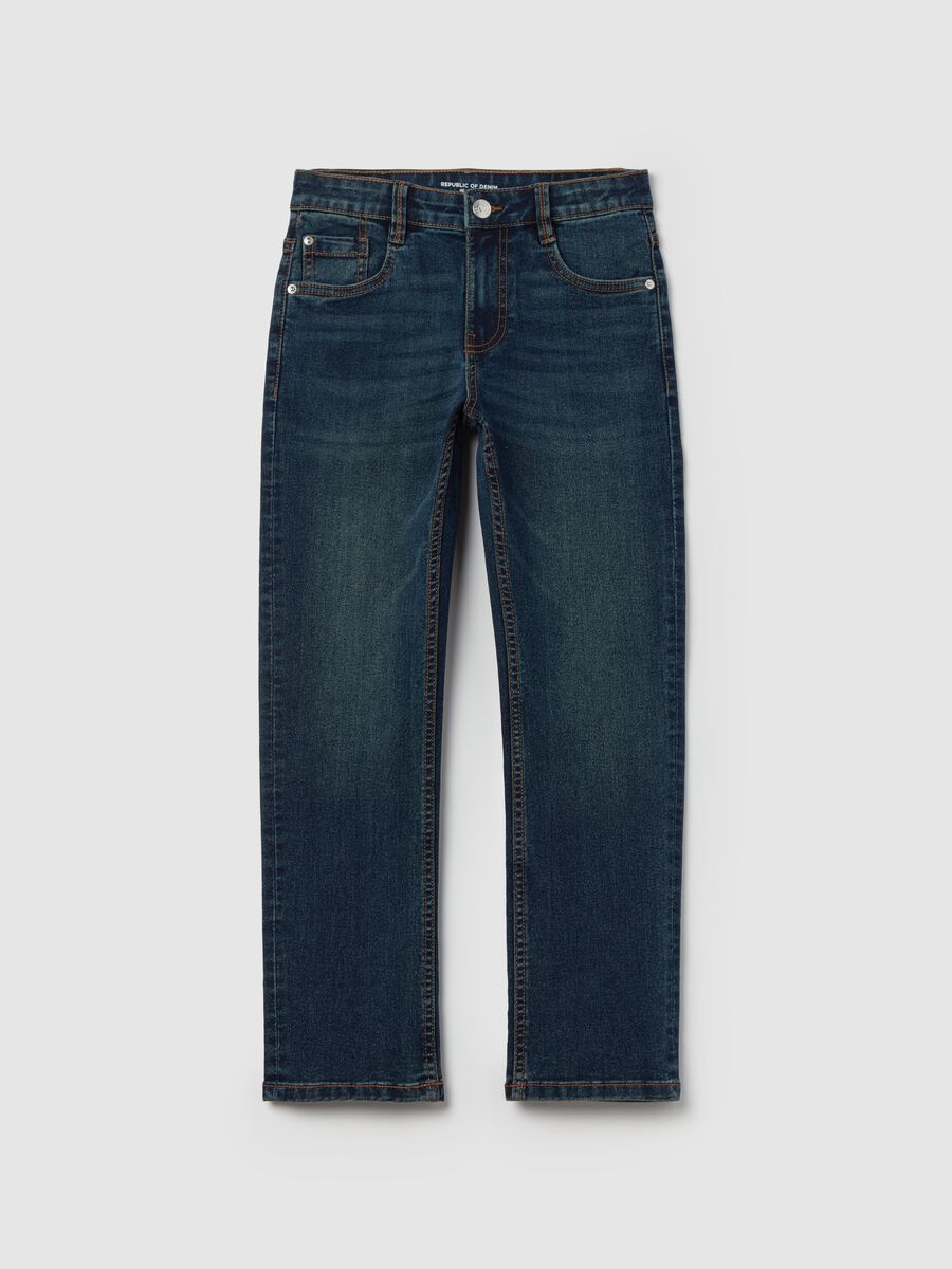 Regular-fit acid-wash jeans with five pockets_0