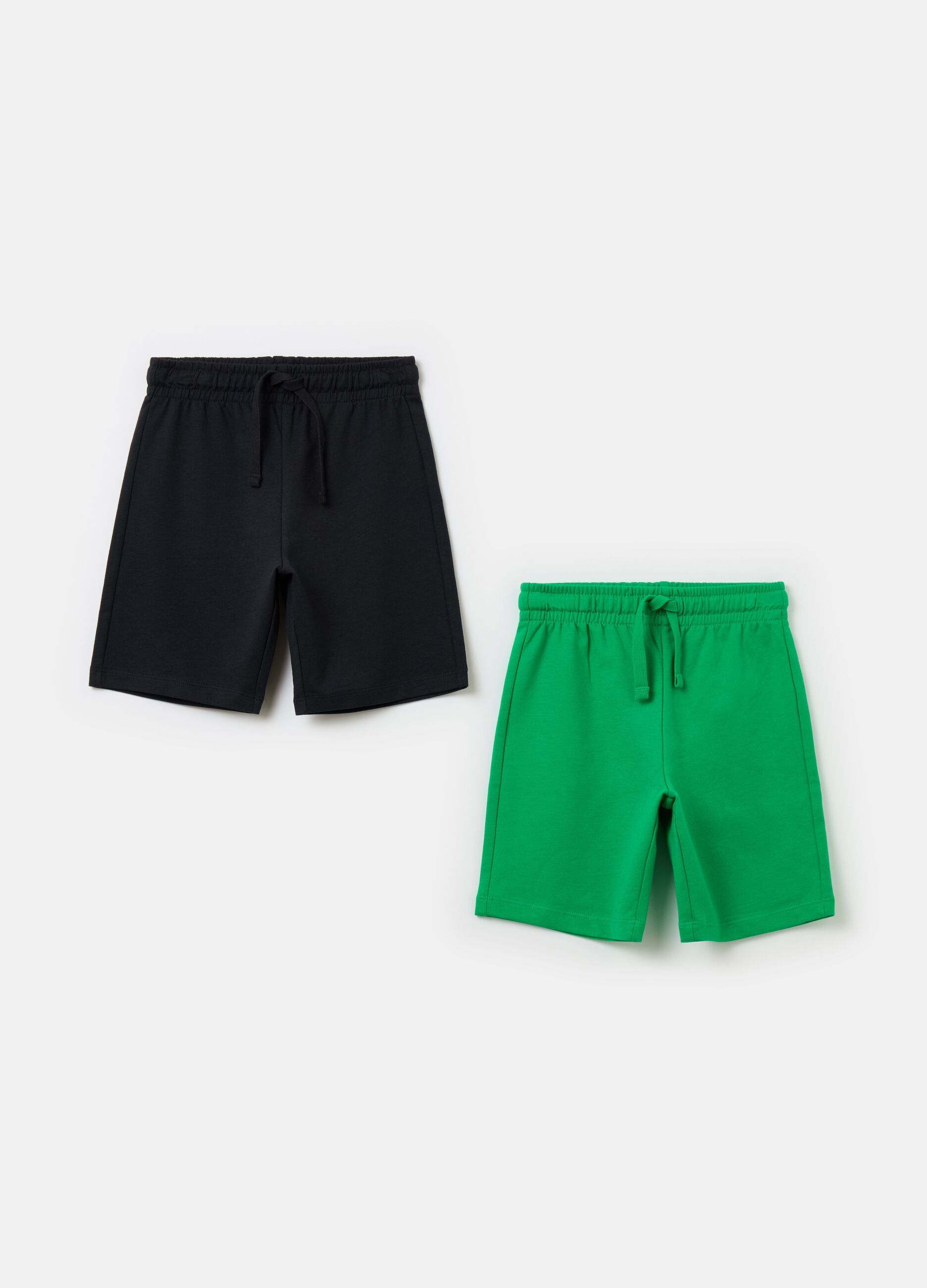 Two-pack fleece Bermuda shorts with drawstring