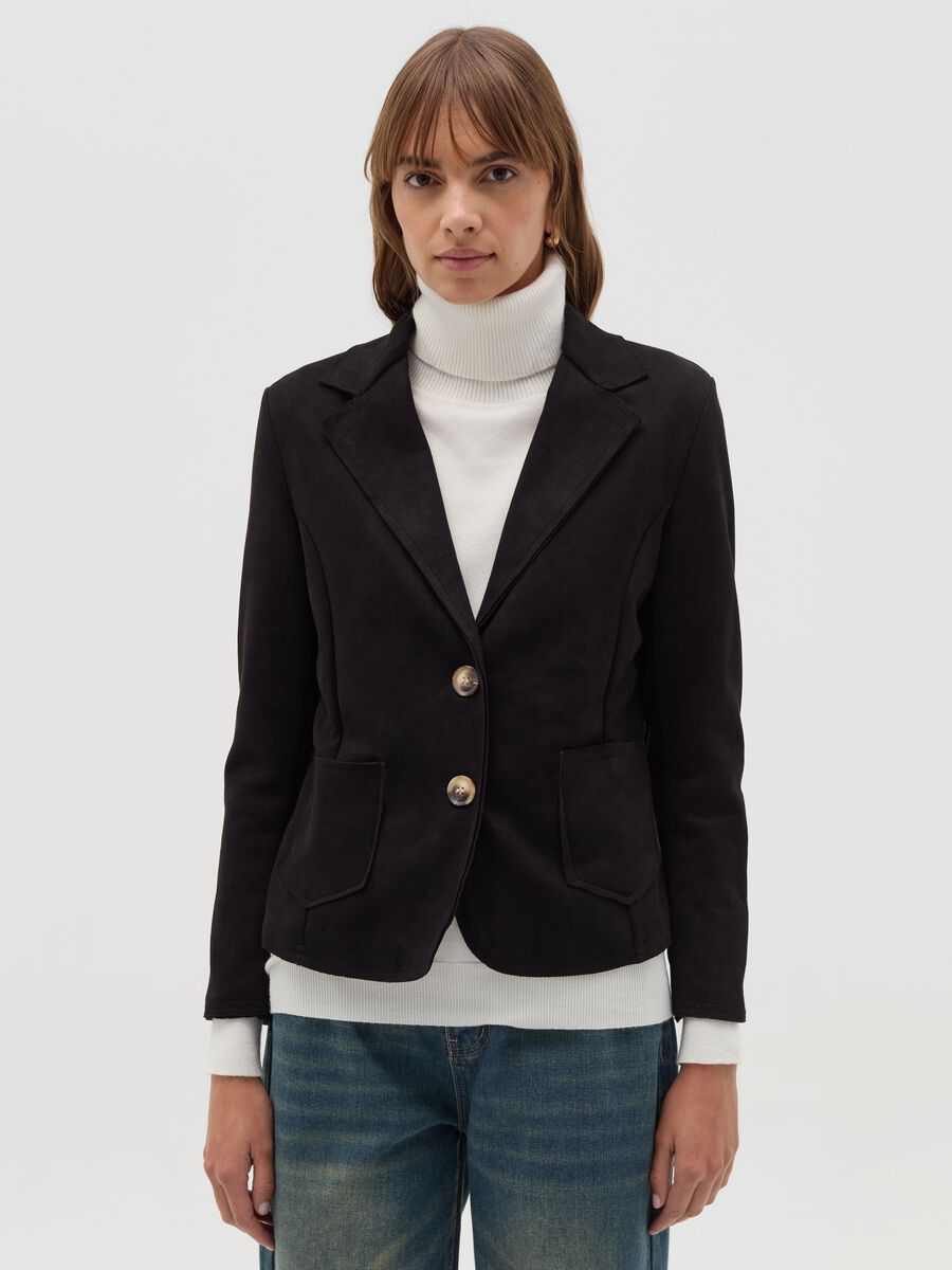 Suede single-breasted blazer_1