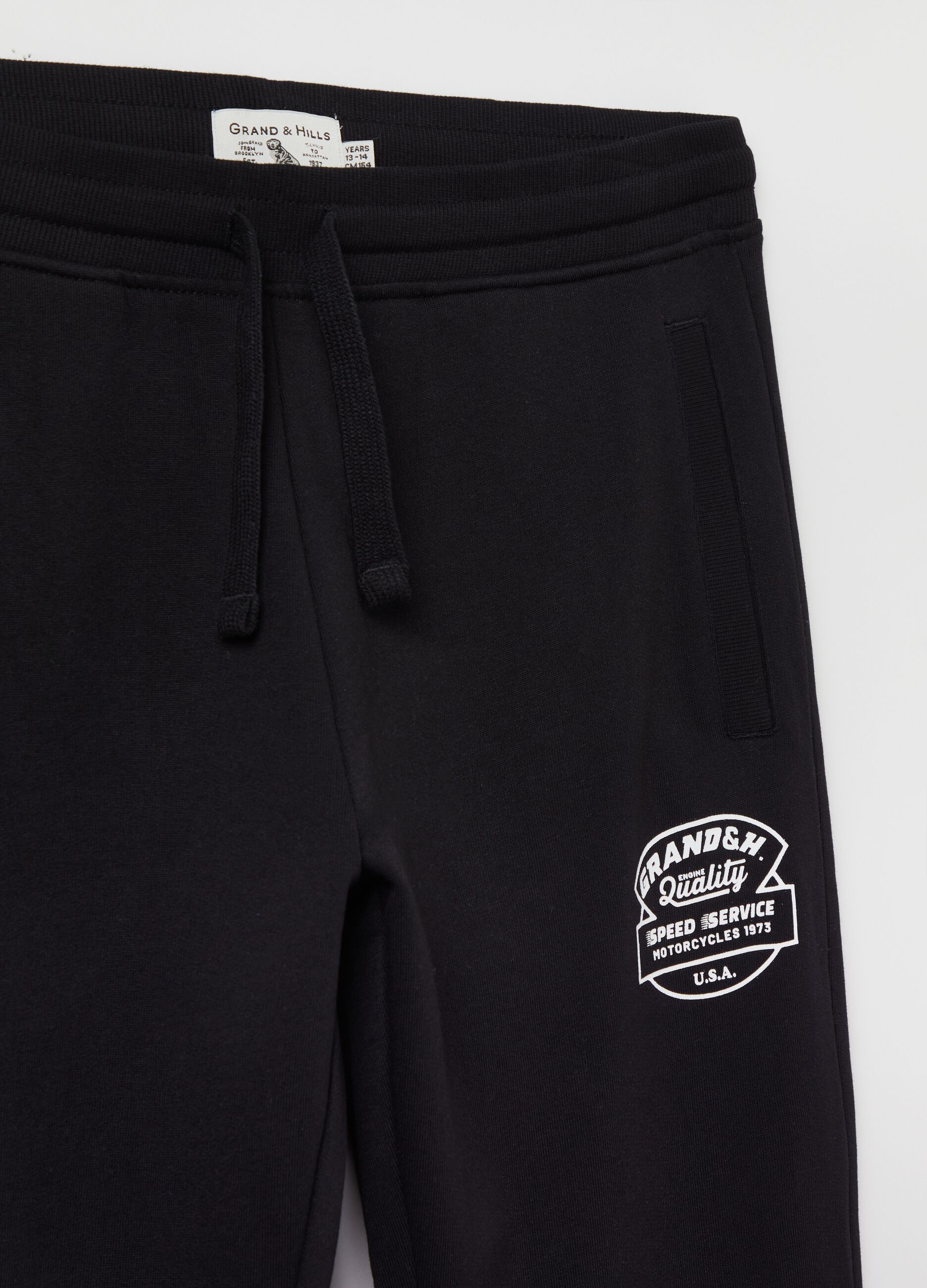 Grand&Hills plush joggers with drawstring and print