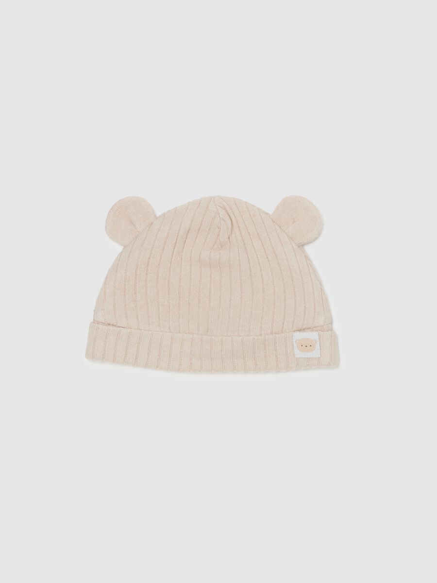 Ribbed knit hat with ears_0