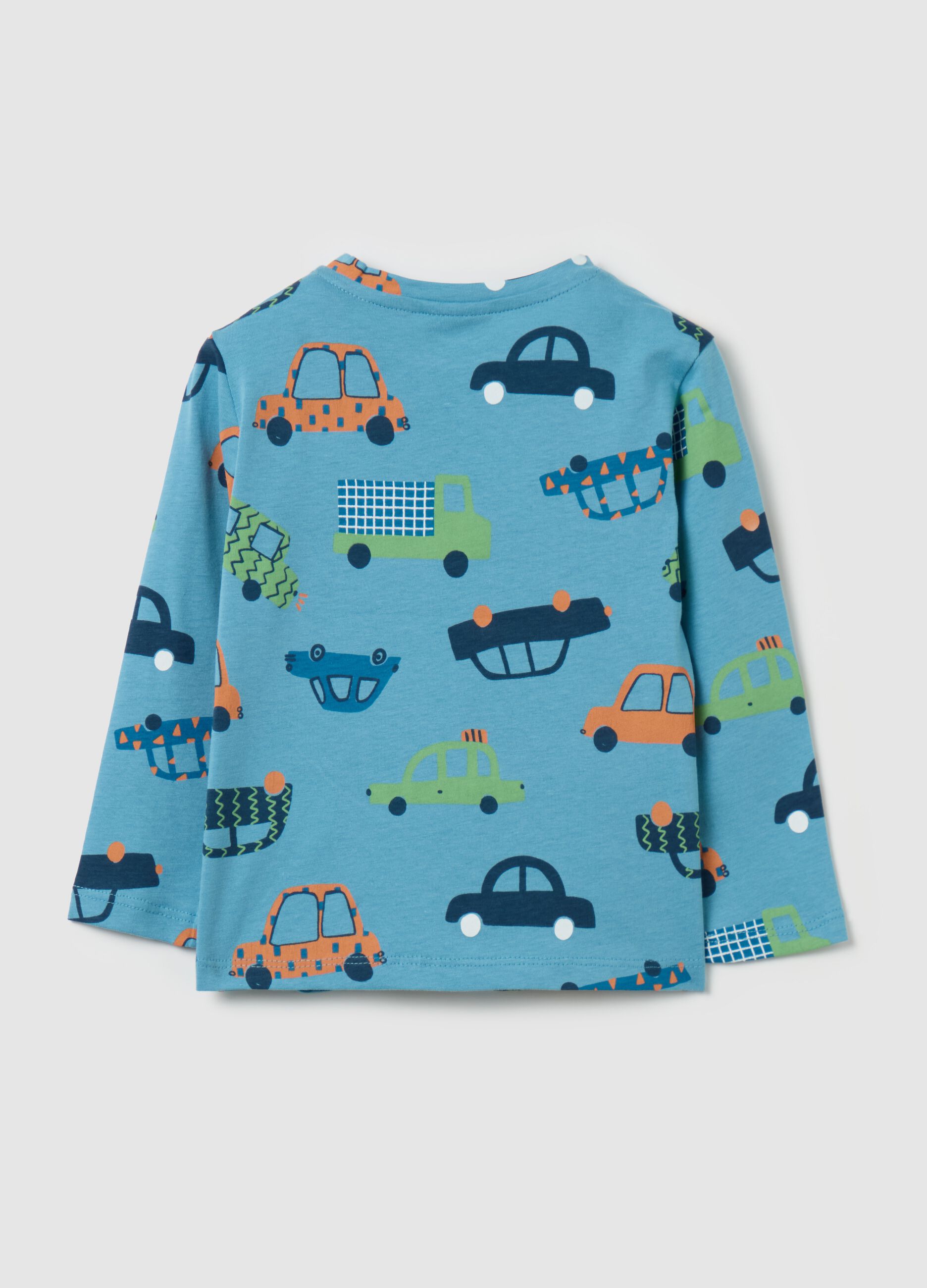 T-shirt with long sleeves and small cars print