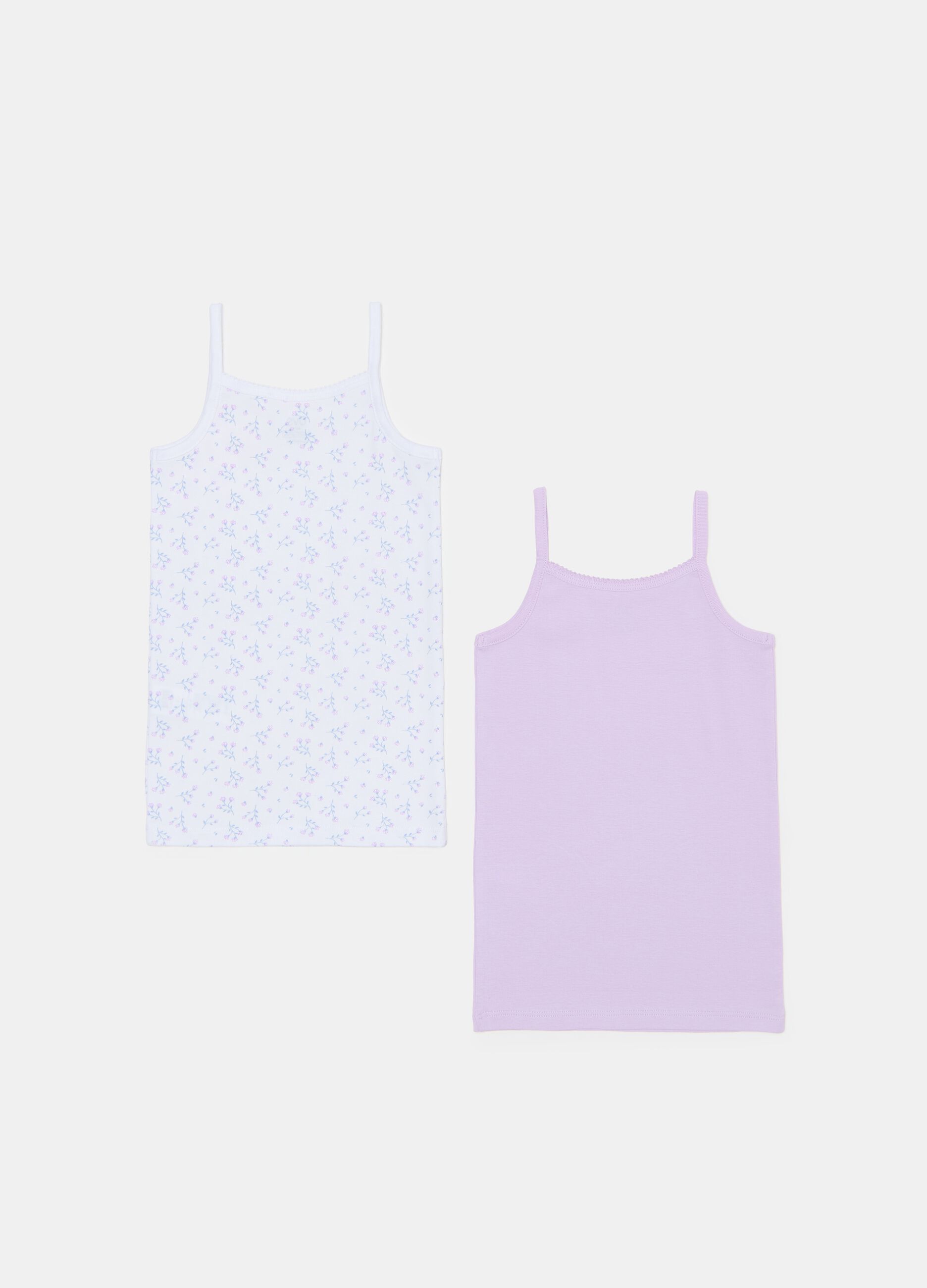 Two-pack vests with small flowers print