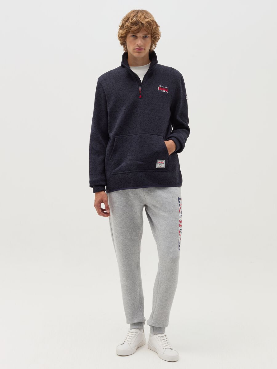 Half-zip sweatshirt with high neck and logo embroidery_0