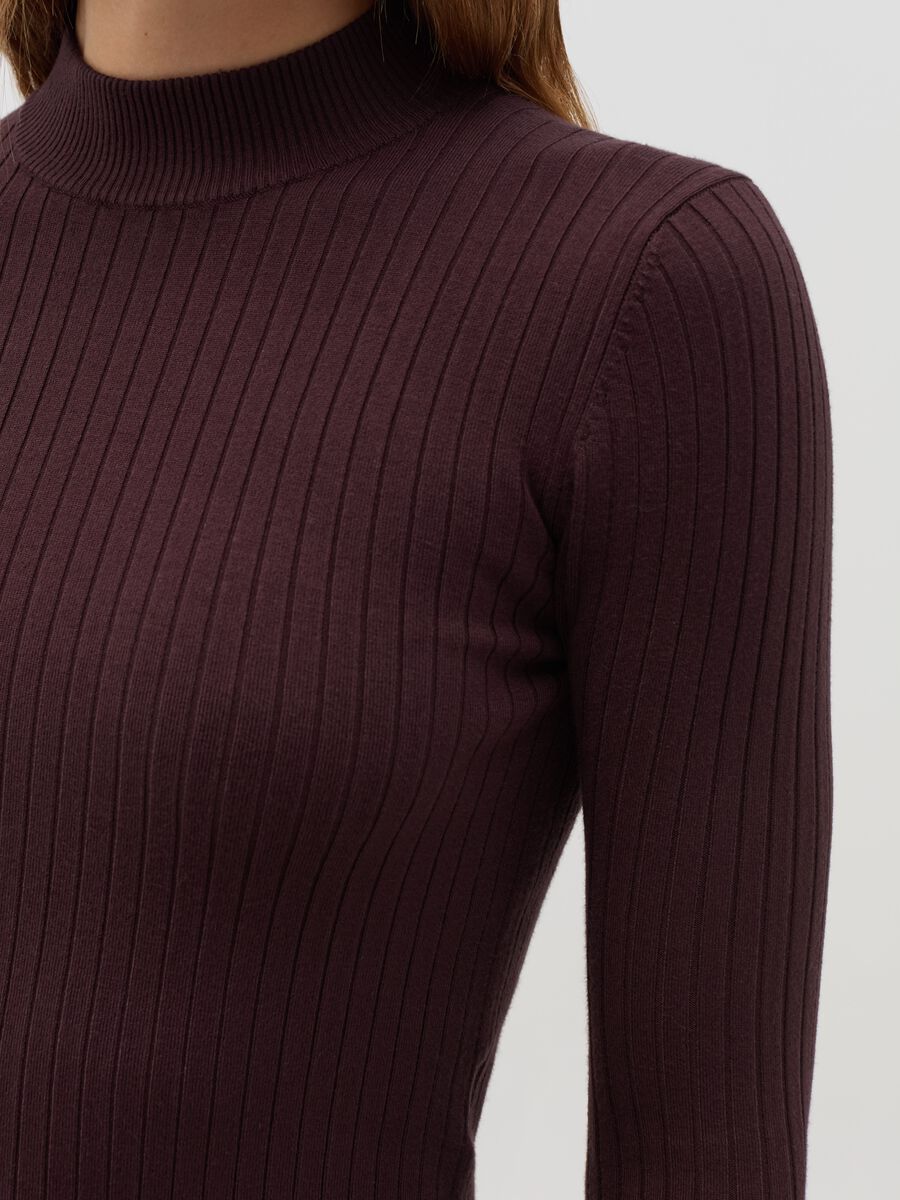 Ribbed knit pullover with mock neck_3