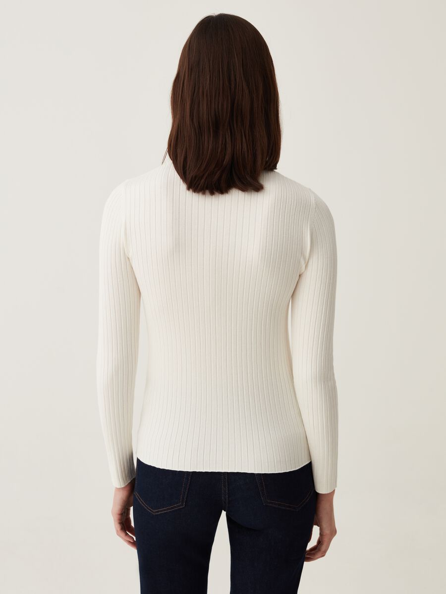 Mock neck pullover with flat ribbing_2