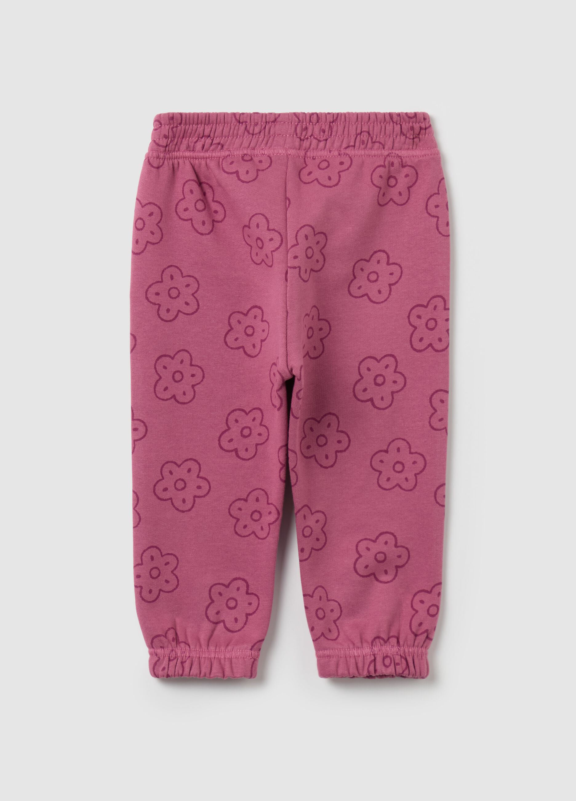 Fleece joggers with flowers print