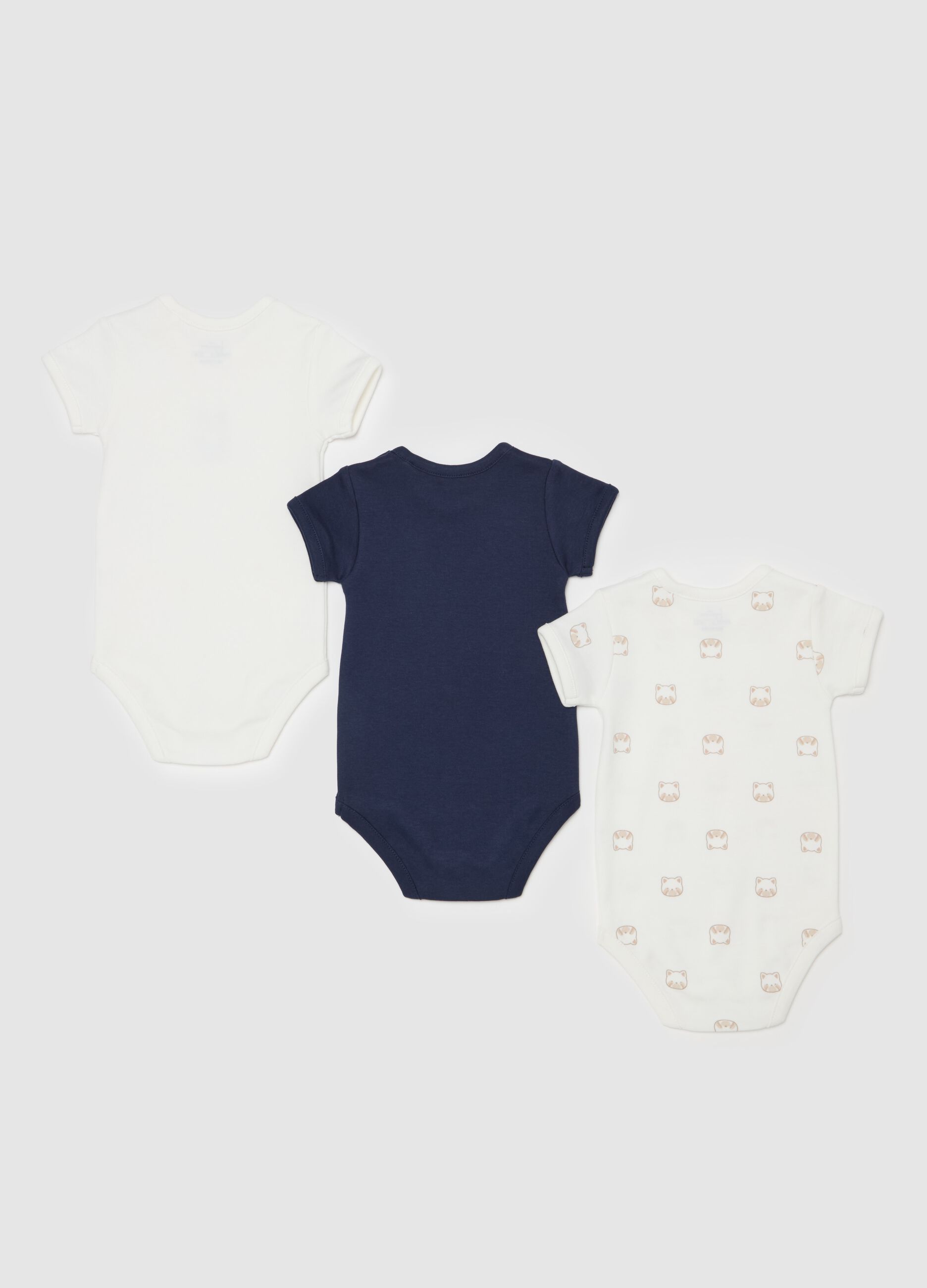 Three-pack bodysuits in organic cotton with print