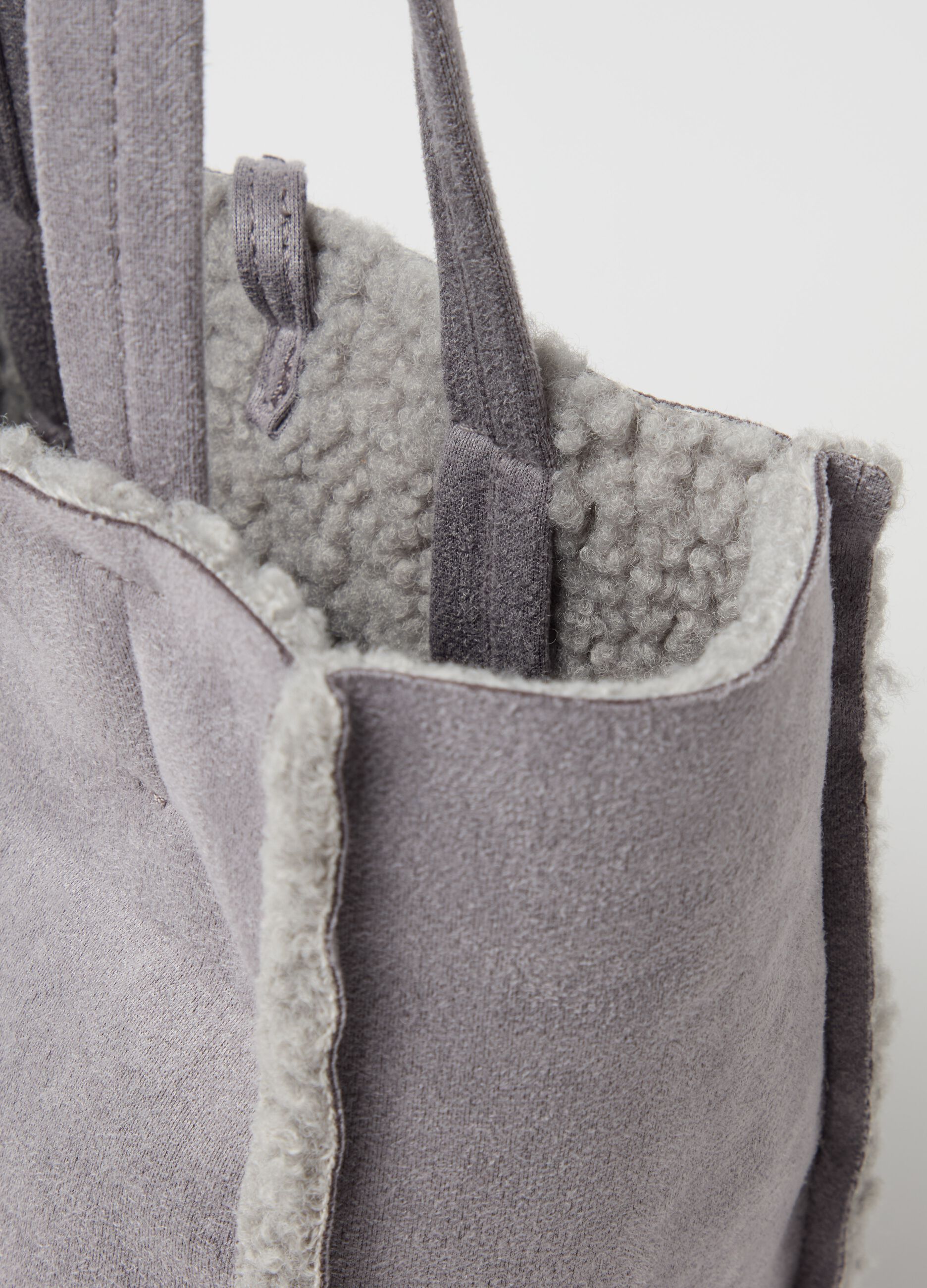 Mini tote bag con interno in sherpa