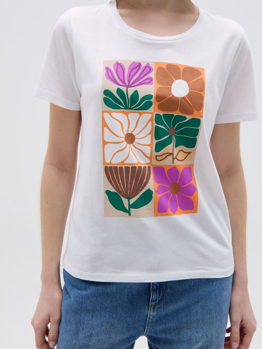 Cotton T-shirt with flowers print_1