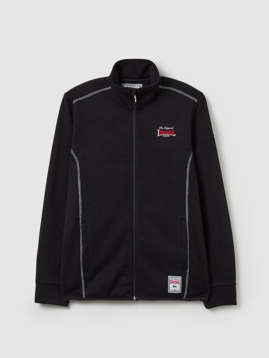 Full-zip sweatshirt with high neck, embroidery and logo patch_5