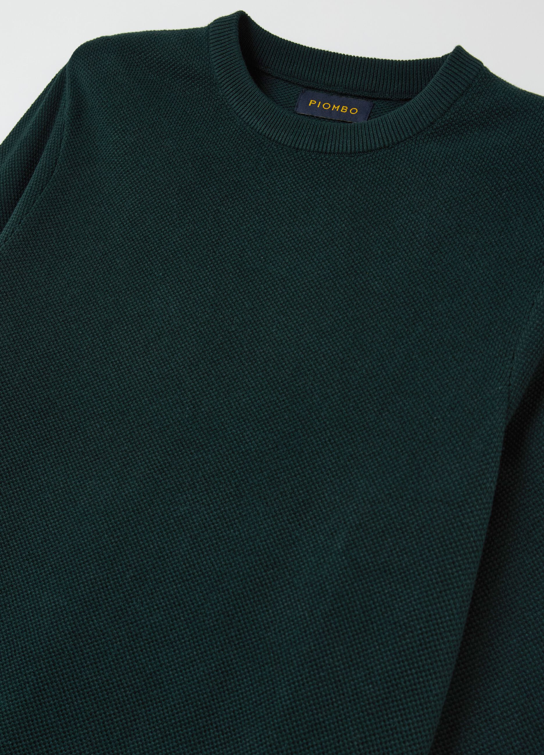 Piquet pullover with round neck