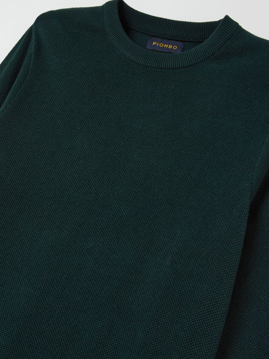 Piquet pullover with round neck_5