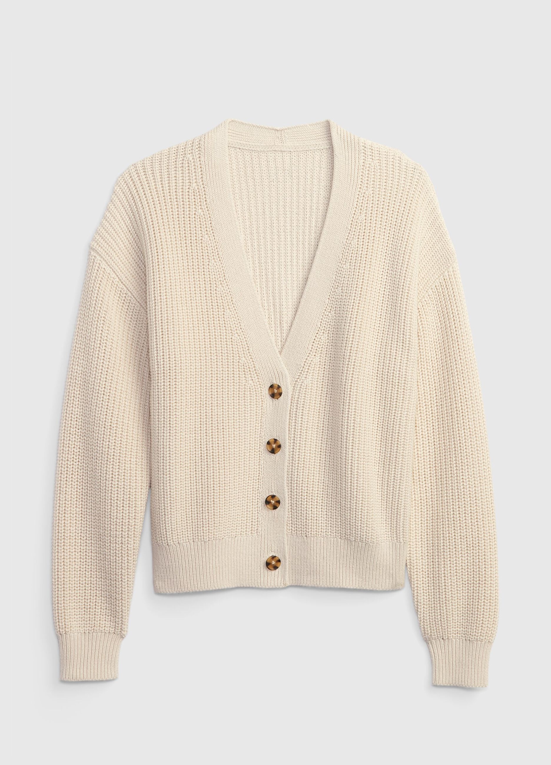 Cardigan in cotone con lavorazione a costine