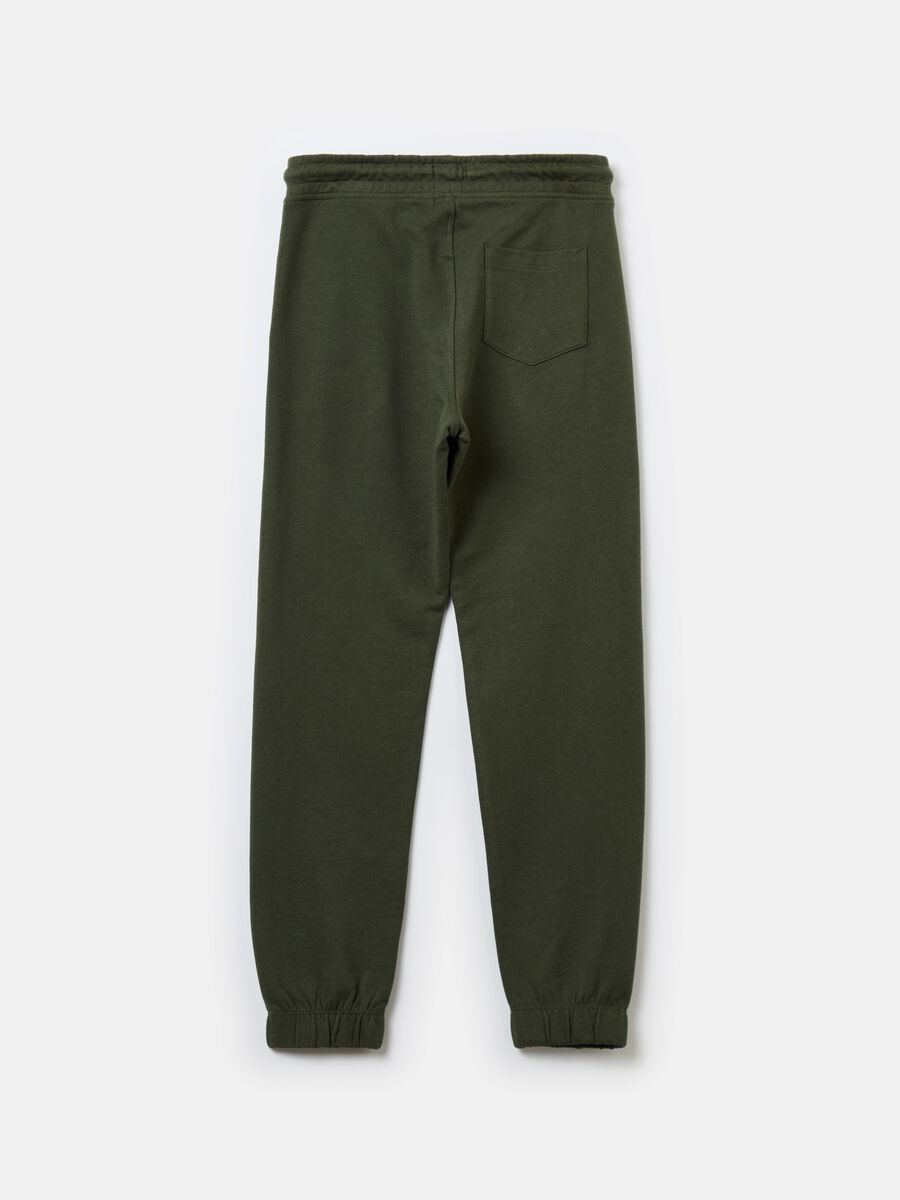 Joggers in felpa tinta unita con coulisse_4