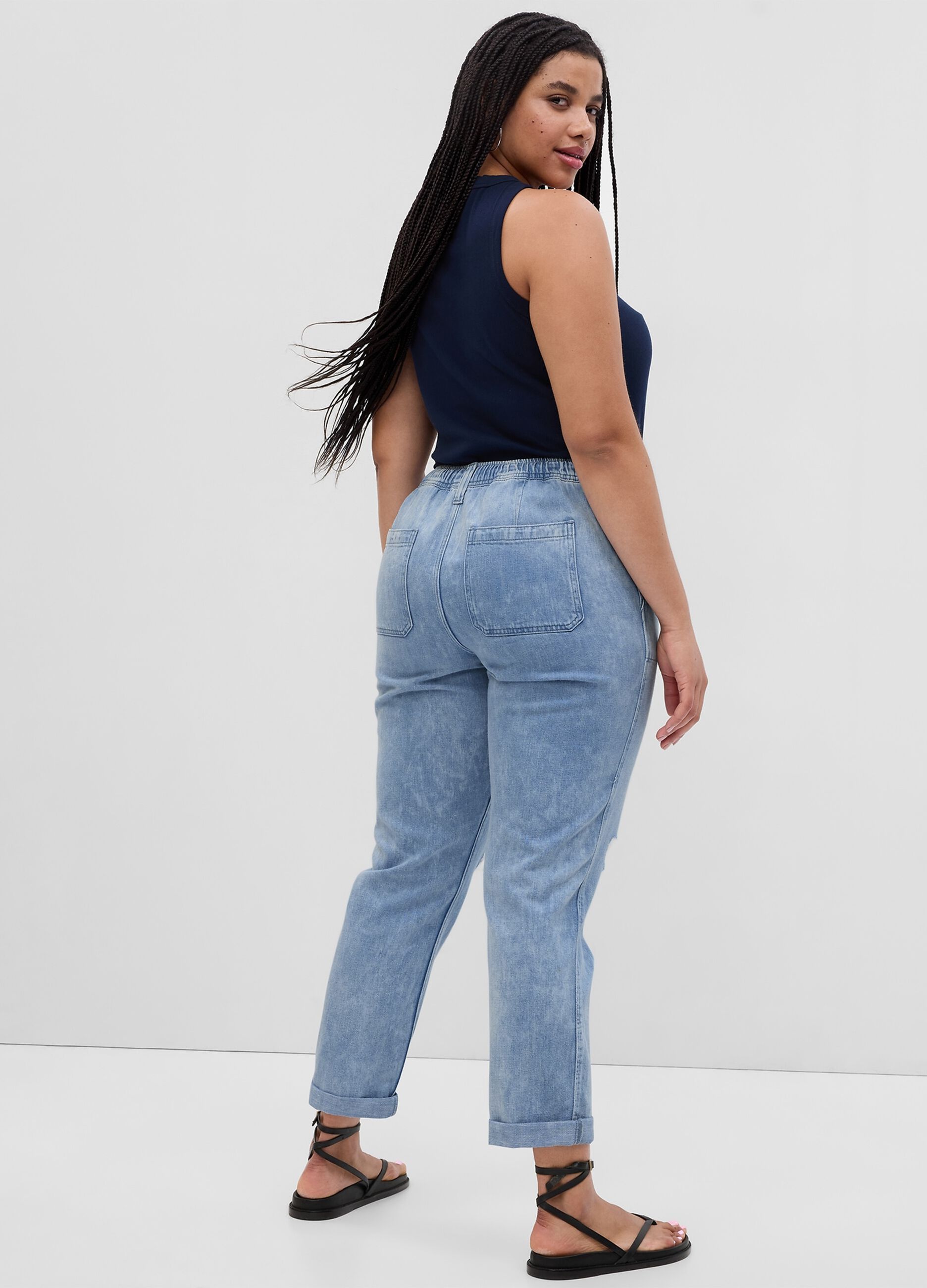 Easy-fit pull-on jeans with drawstring