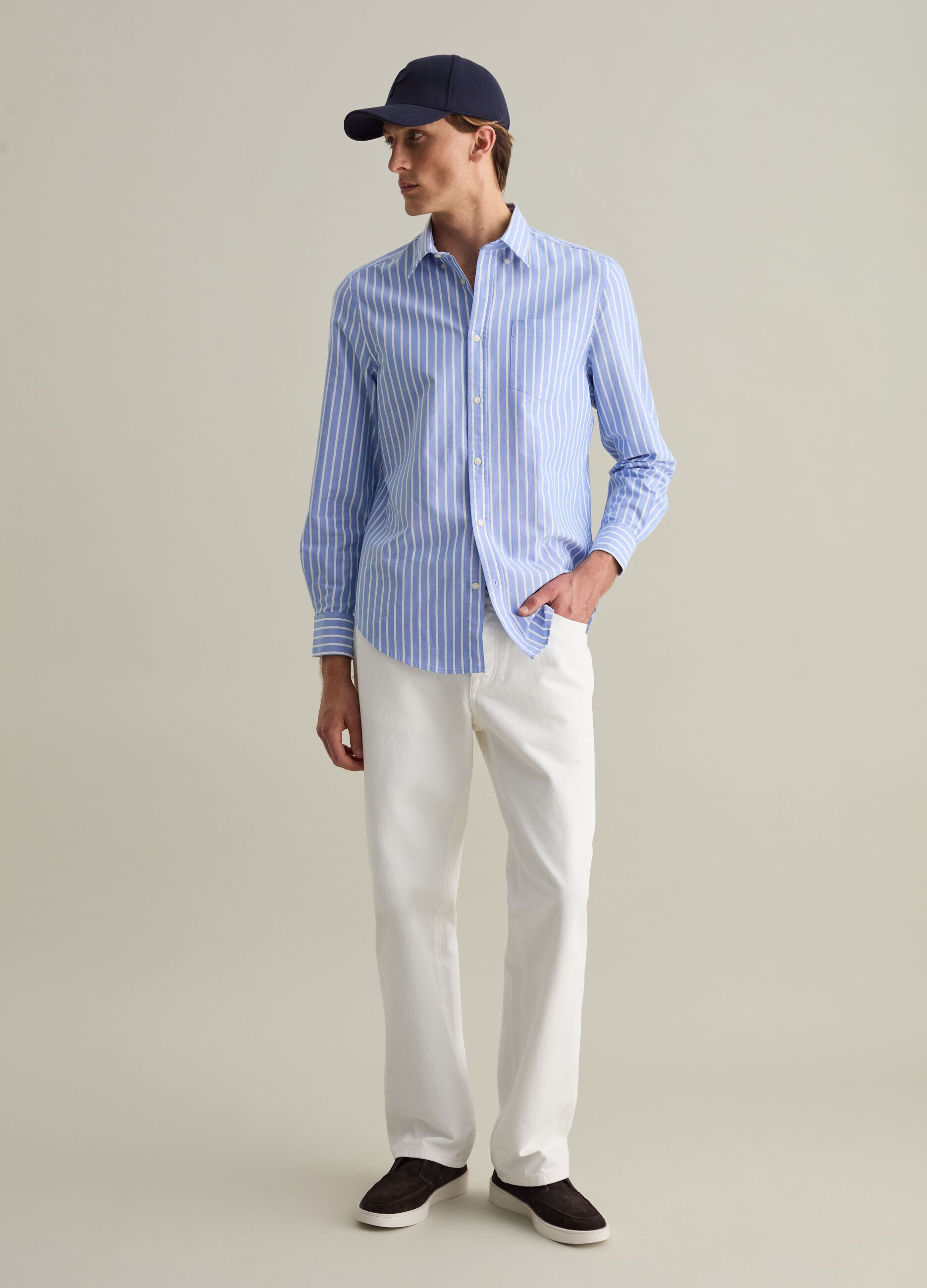 Regular-fit shirt in striped Oxford cotton