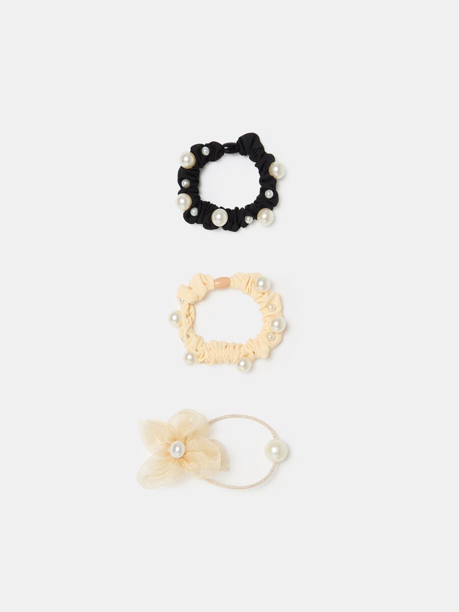 Three-pack hair elastics with beads_0