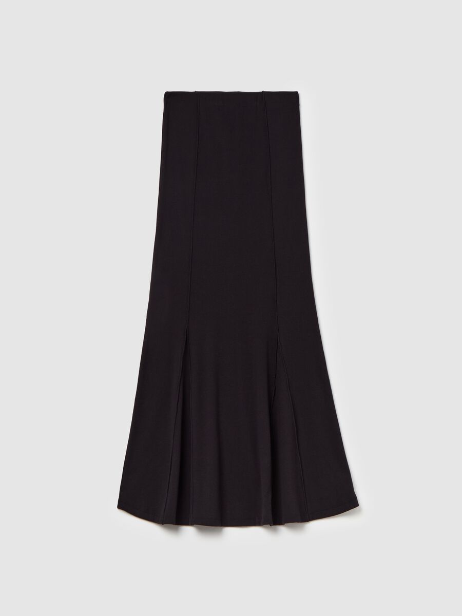 Long ribbed skirt with raised stitching_4