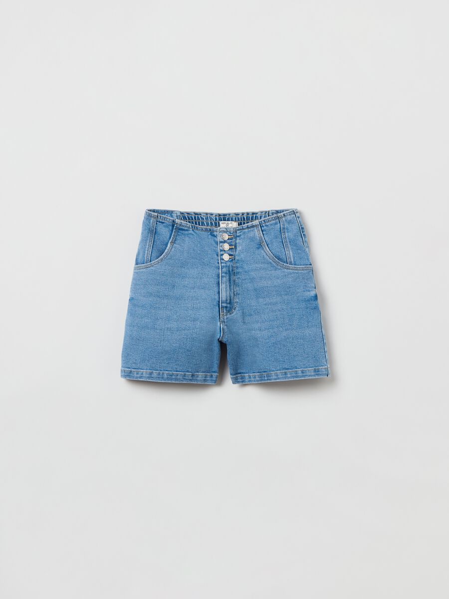 Denim shorts with buttons_0