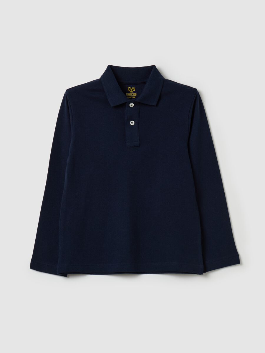 Long-sleeved polo shirt in organic cotton_0