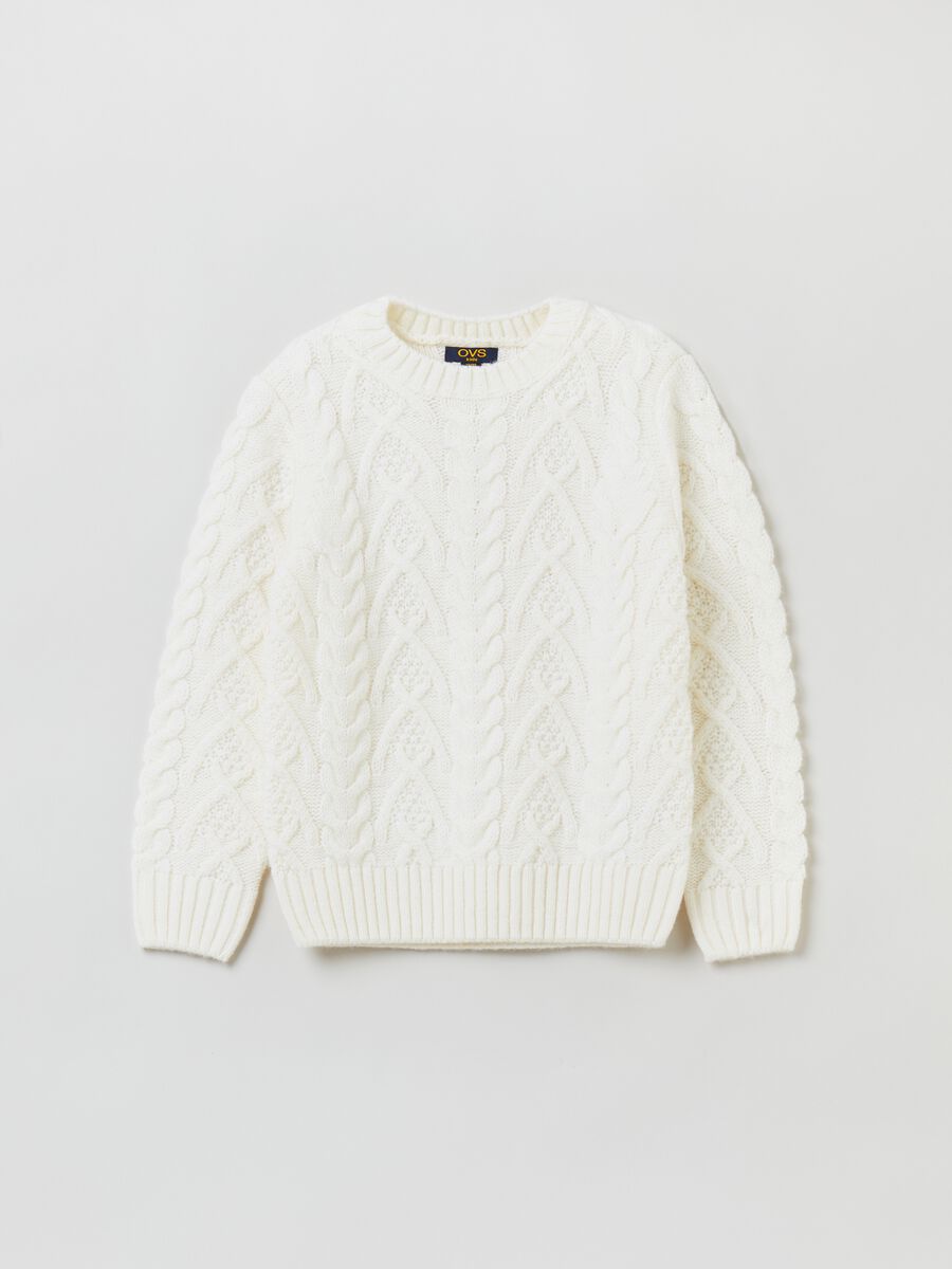 Pullover with cable-knit design_0